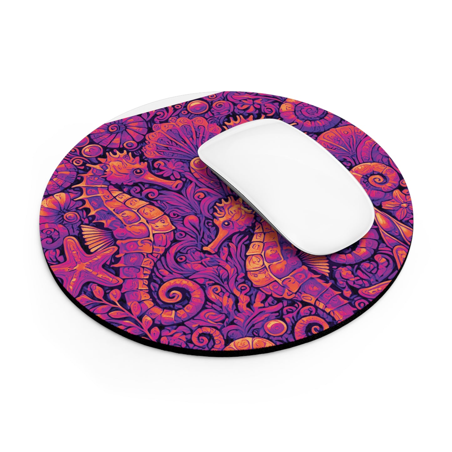 Tropical Mouse Pad, 2 Shapes - Beach Vibes for Home Office & Gamer / Seahorse Trio, Heatwave