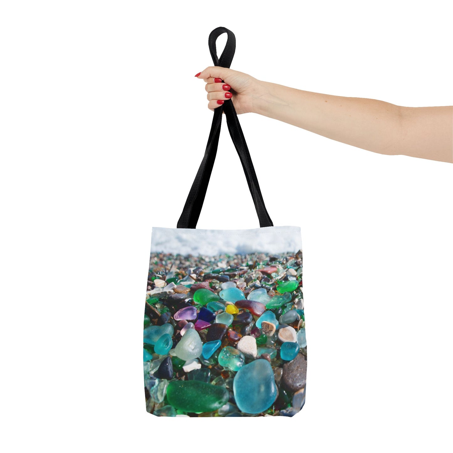 Beach Glass Tote Bag - Colorful Coastal Design, 3 Sizes