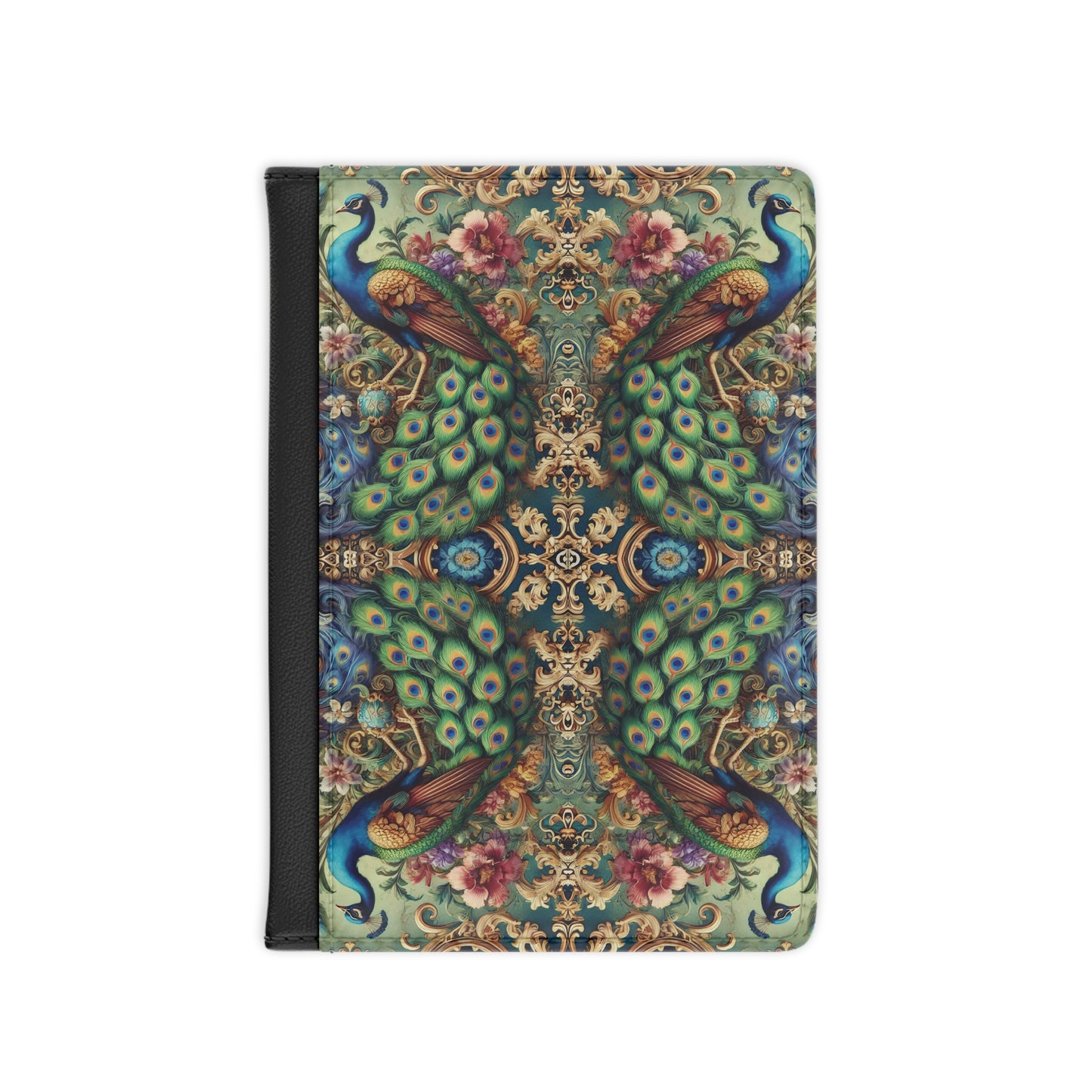 Tropical Passport Cover, Faux Leather - RFID blocking for travel security / Peacocks Royale