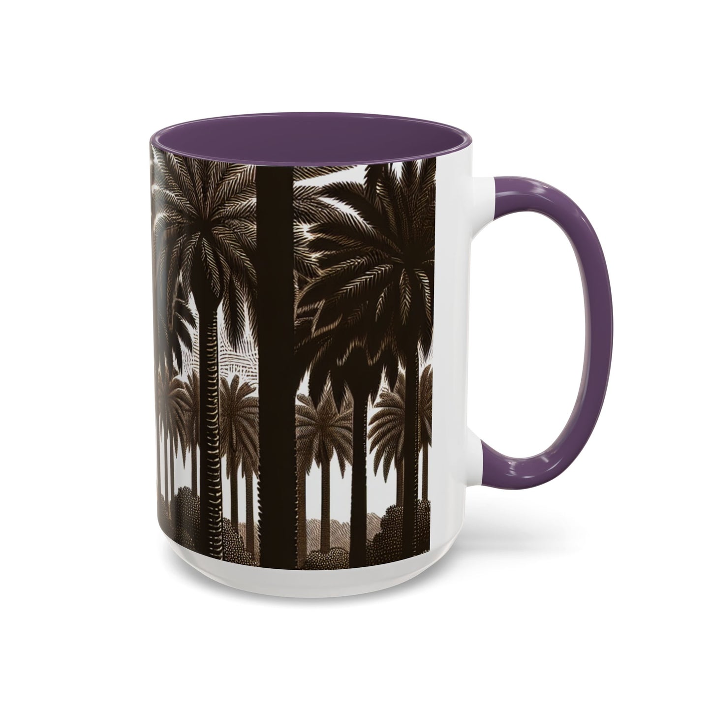 Accent Coffee Mug (11, 15oz) - Woodcut Palm Grove