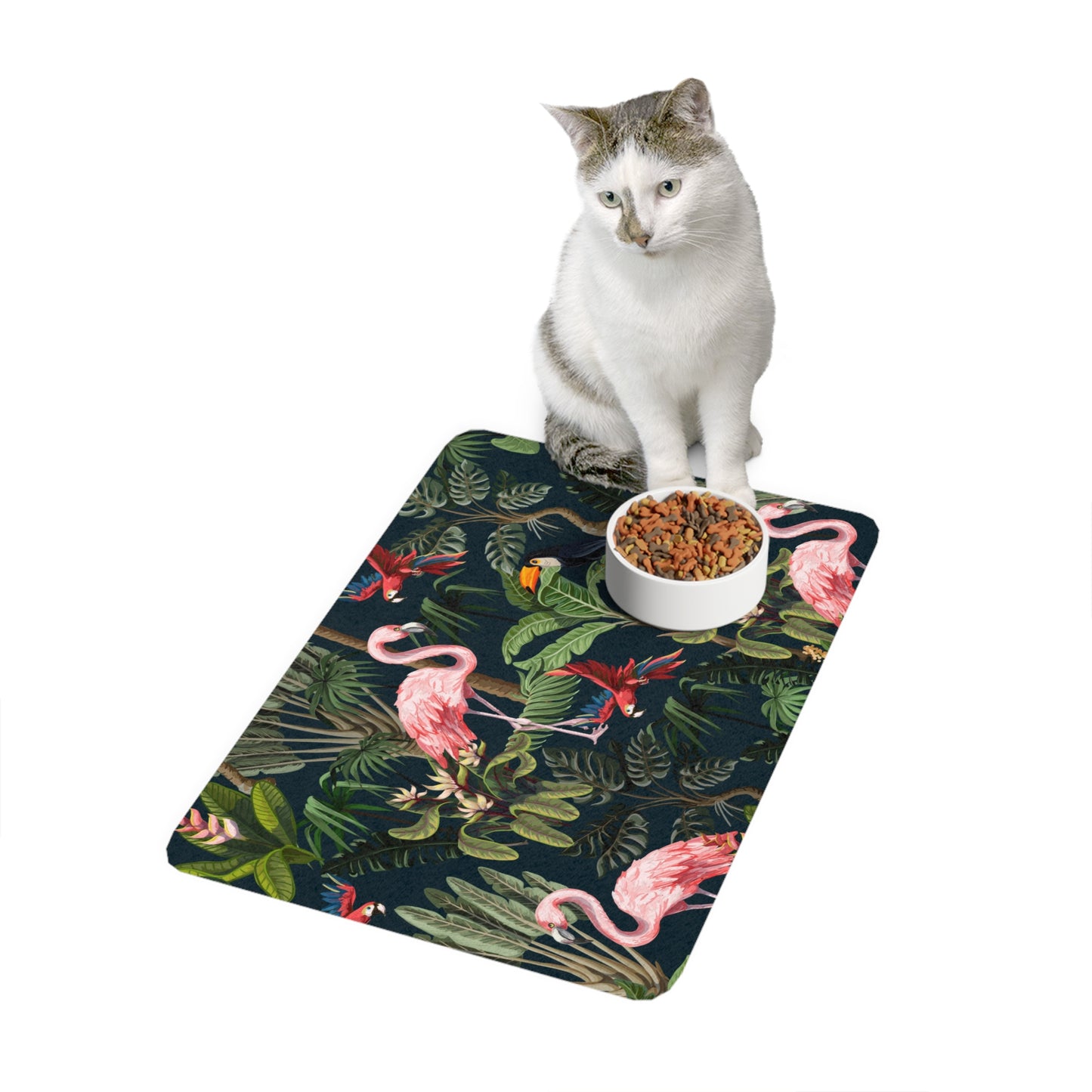 Pet Food Mat (12x18) - Midnight Rainforest Party