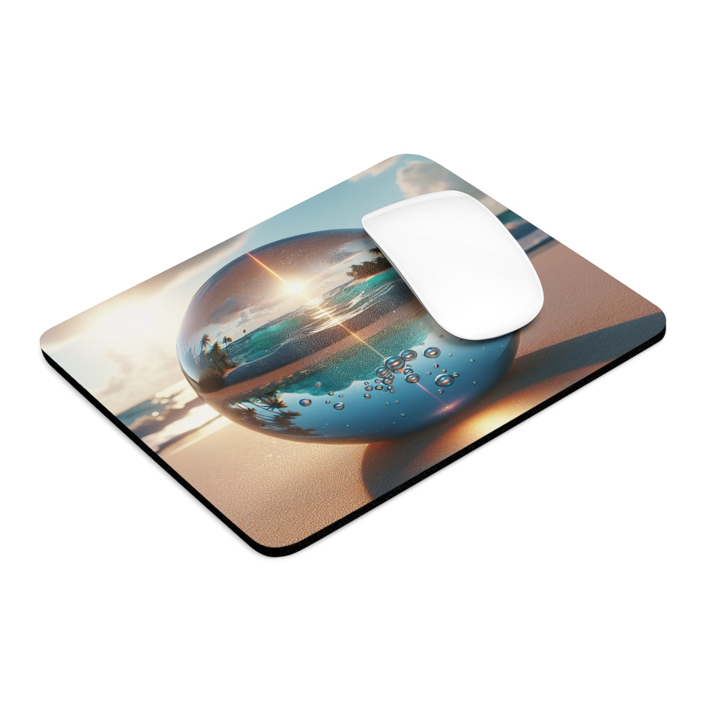Coastal Mouse Pad, 2 Shapes - Fun Vibes for Home Office & Gamer / Beach Illusion Ball, Sunrise