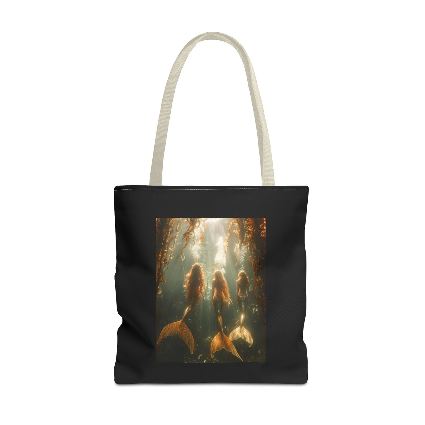 Three Mermaid Sisters, Black Tote Bag - 3 Sizes