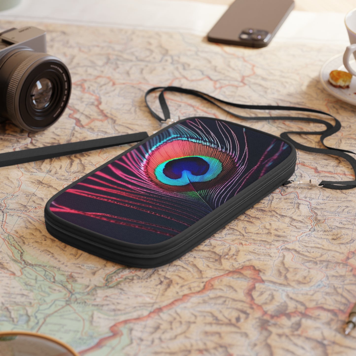 Passport Wallet – Perfect for Travelers & Adventurers / Peacock Eye Feather, Magenta