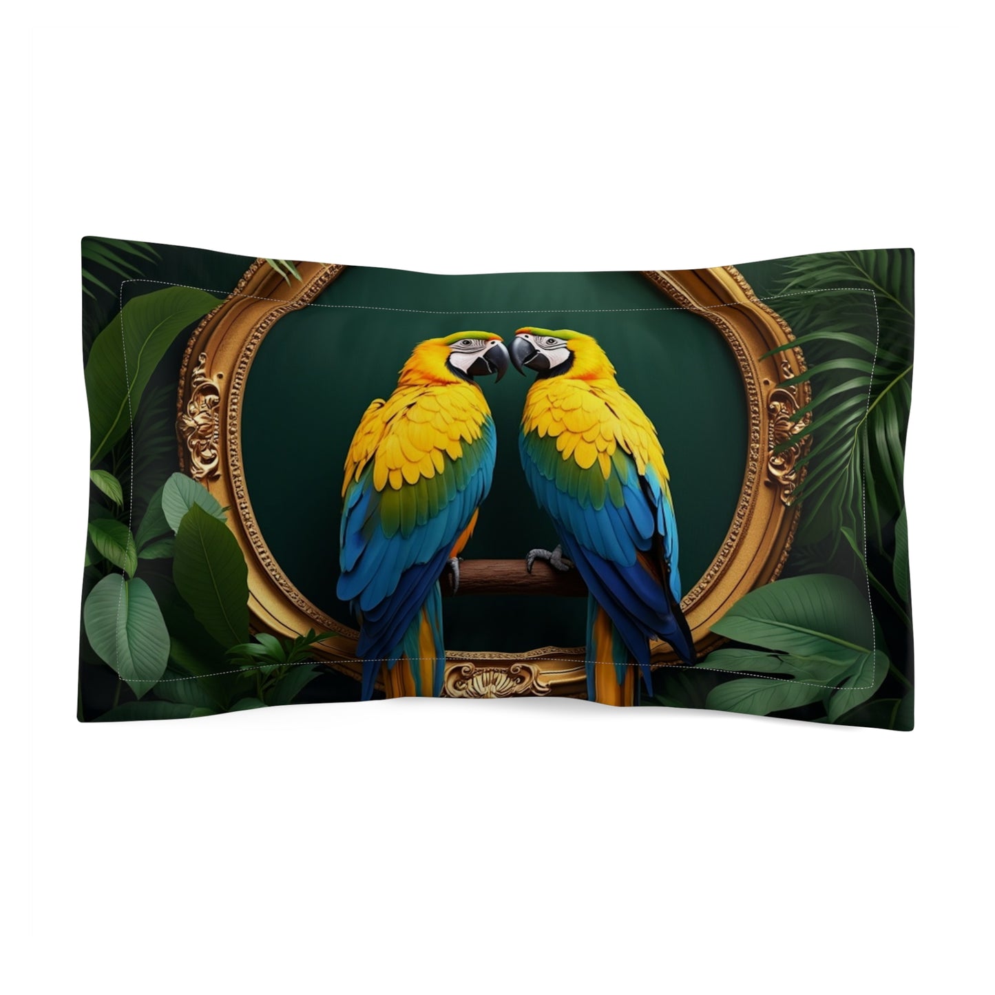 Microfiber Pillow Sham | Tropical Vibes for Relaxation / Framed Parrot Pair