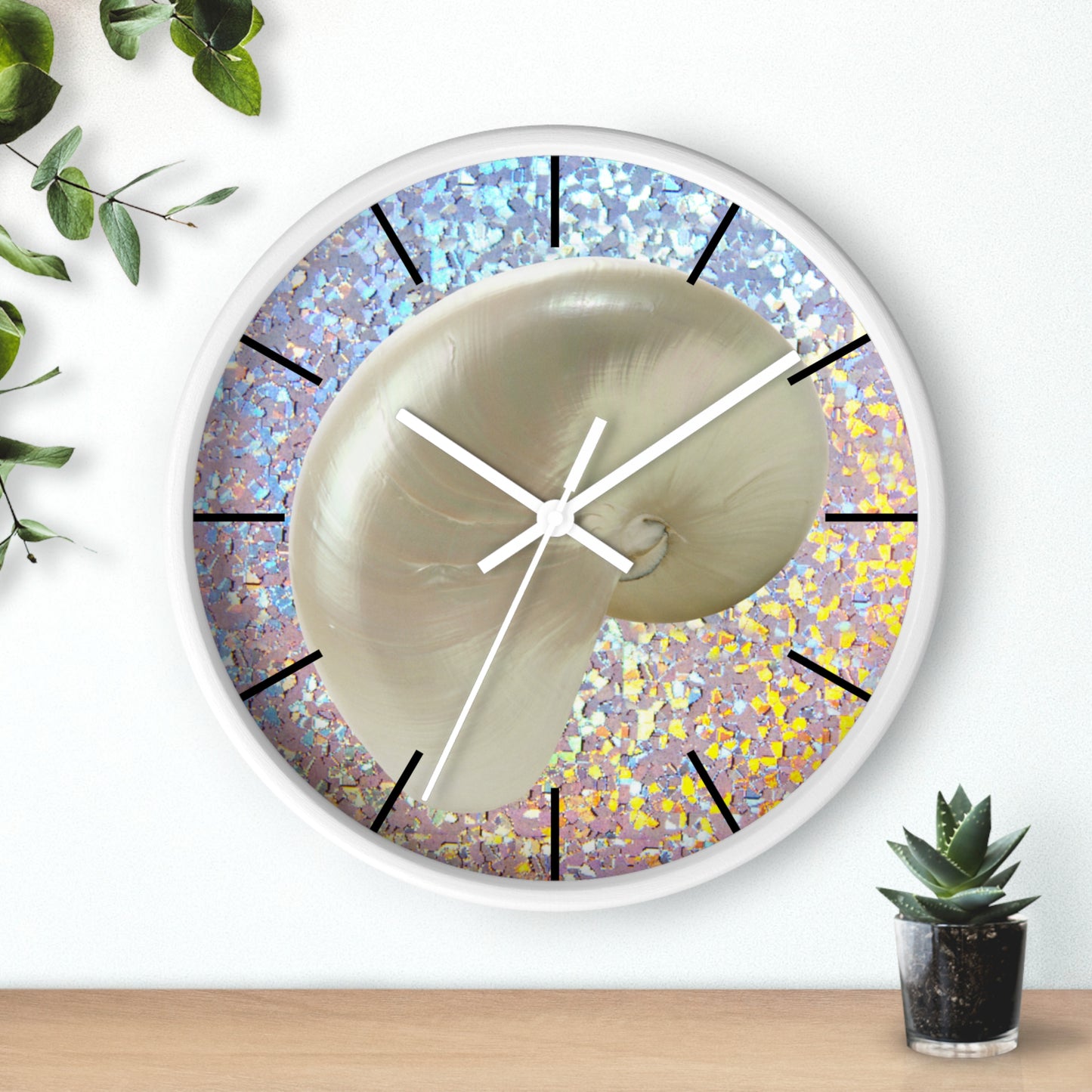 Wall Clock, Disco White Nautilus, Hands/Base Variants