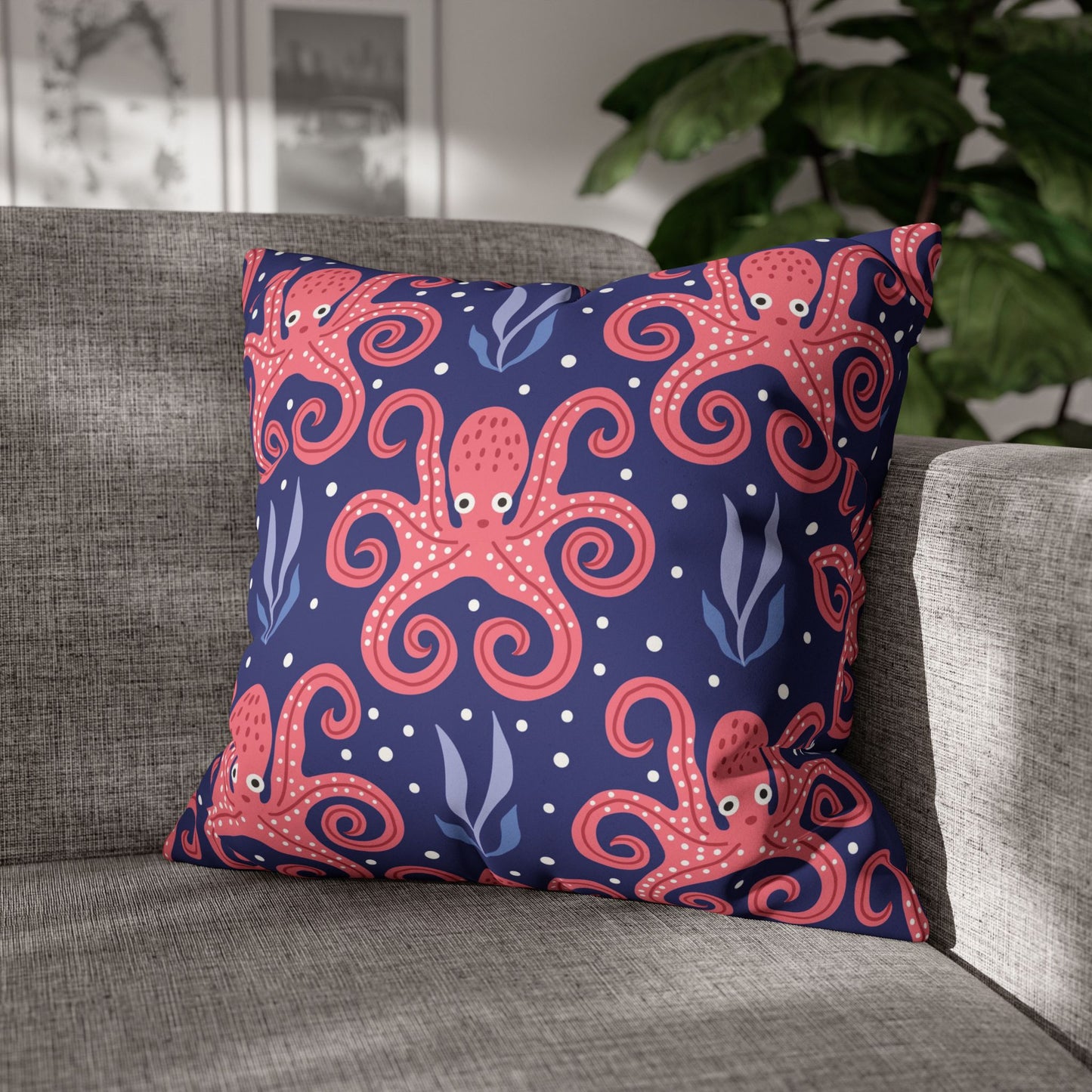 Faux Suede Square Pillowcase - Twisted Tentacle Octopus