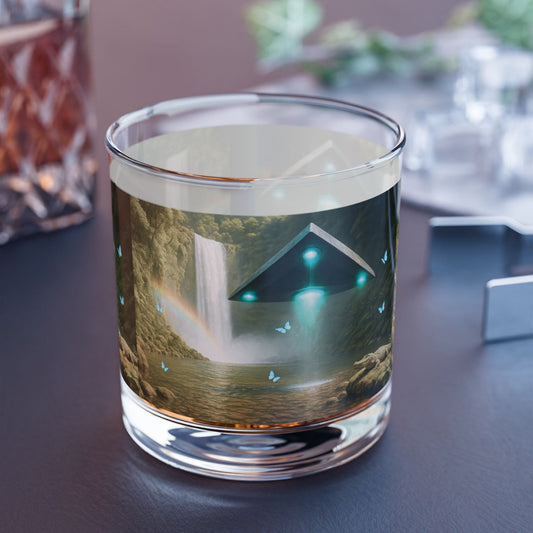 UFO and Waterfall Rocks Glass - 10oz Colorful Island Design