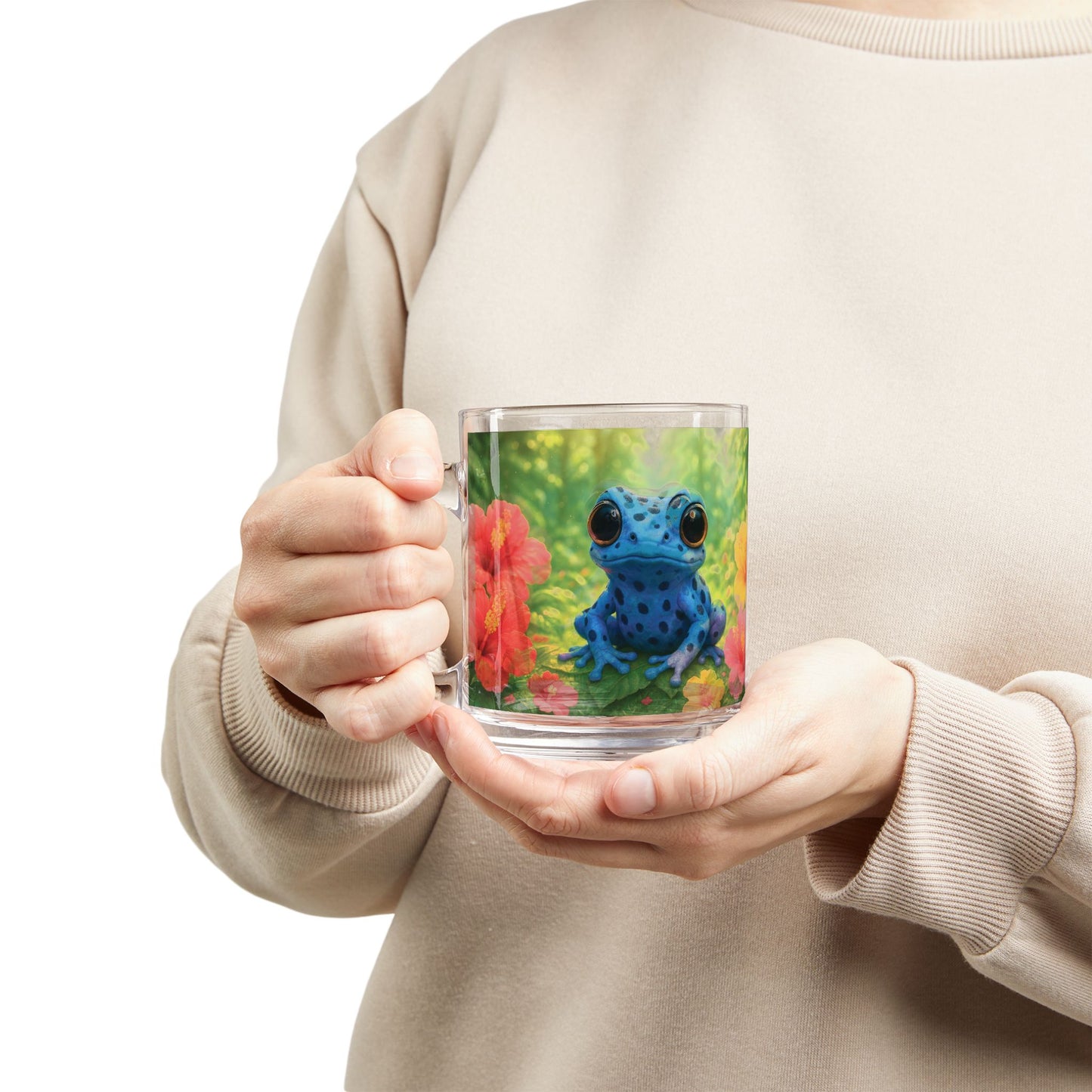 Baby Tree Frog Glass Mug - 10oz, Perfect for Rainforest Lovers
