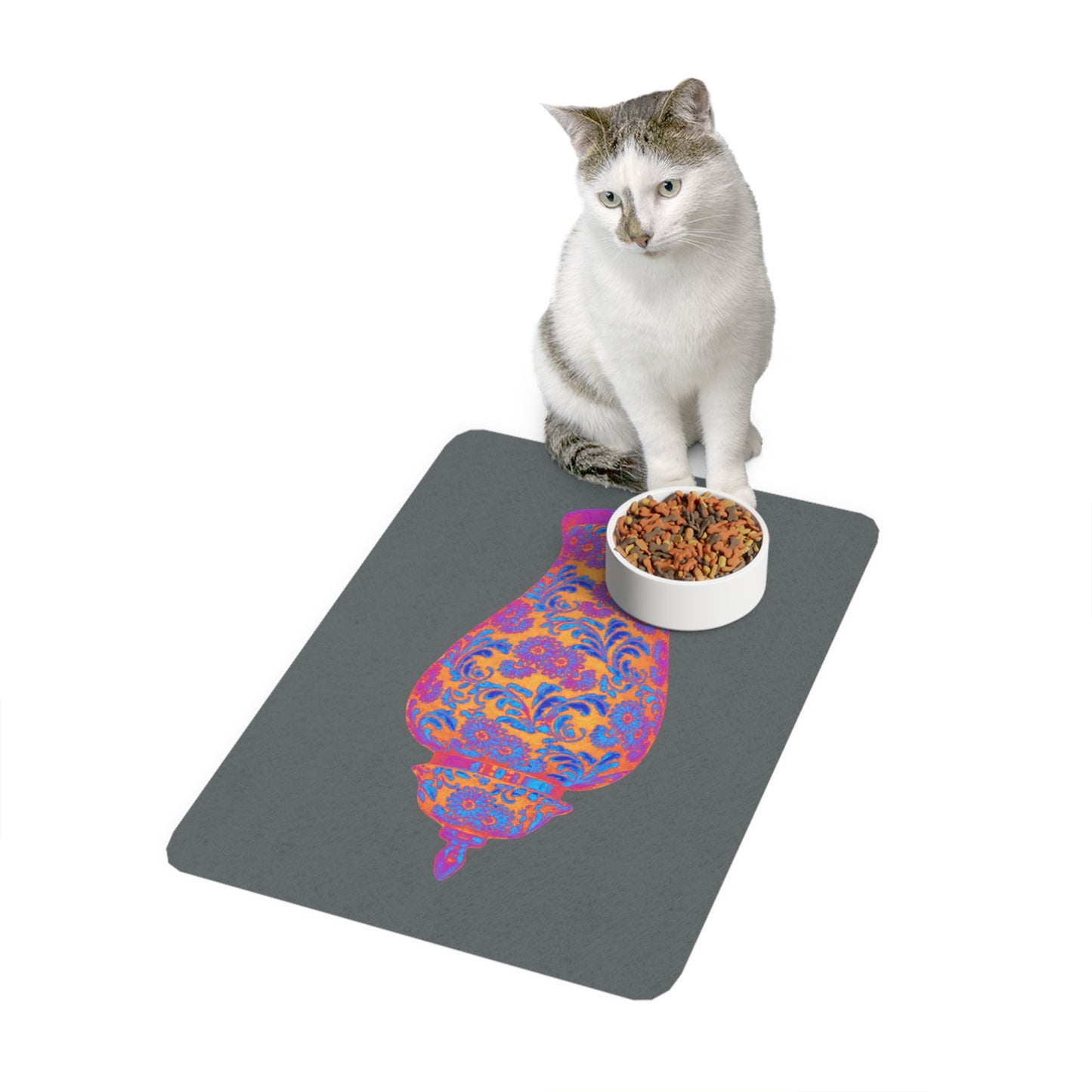 Pet Food Mat (12x18), Heatwave Ginger Jar macro dark grey