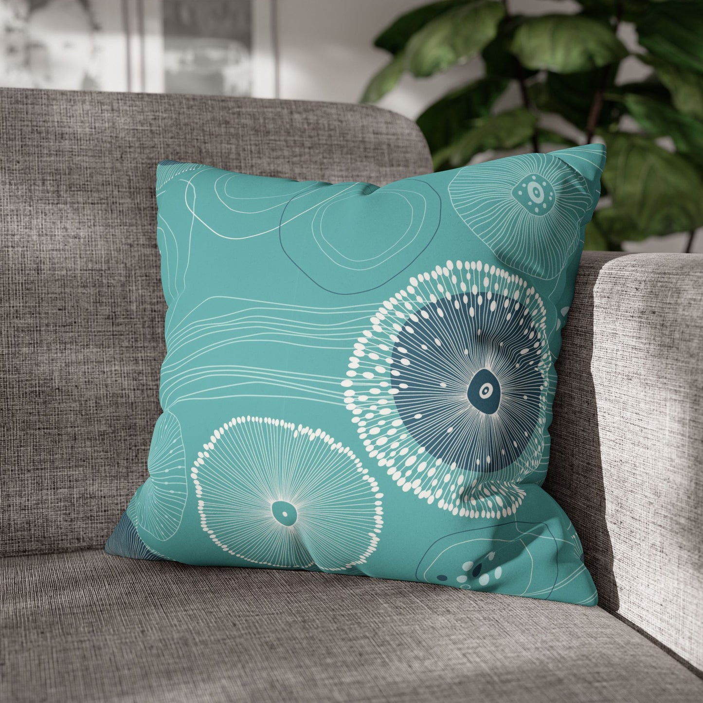 Faux Suede Square Pillowcase - Plankton Drift Teal