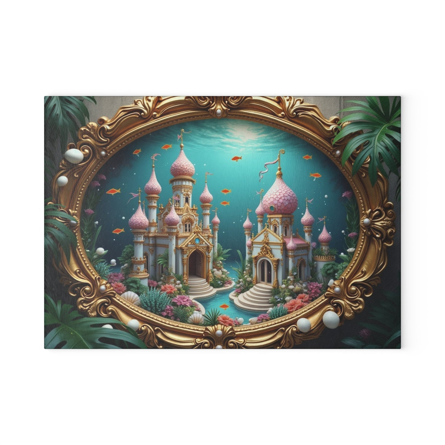 Glass Cutting Board, 2 sizes - Mermaid Palace, Caribbean Sea