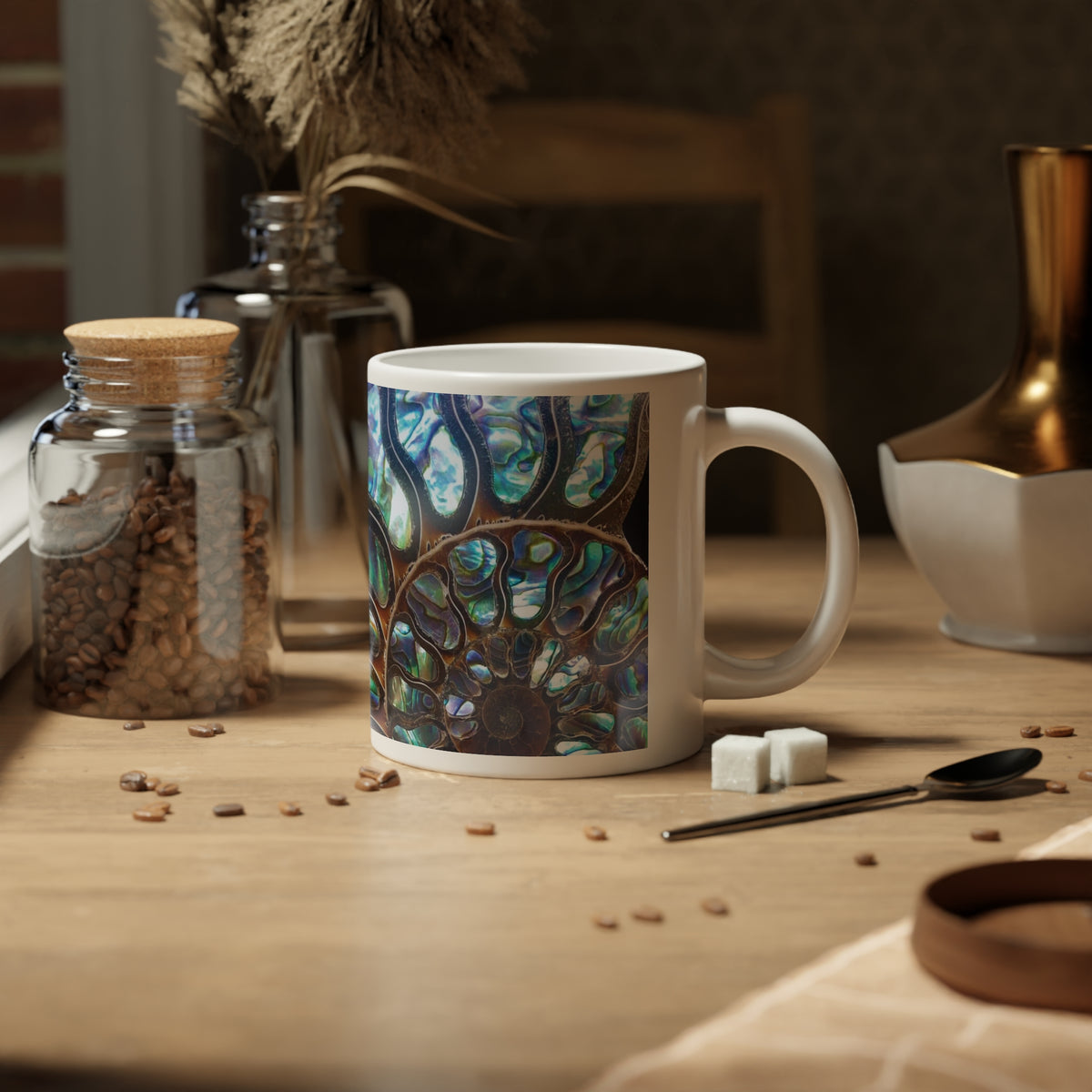 Jumbo Mug, 20oz, Ammonite and Abalone | Tropical Coffee Cup