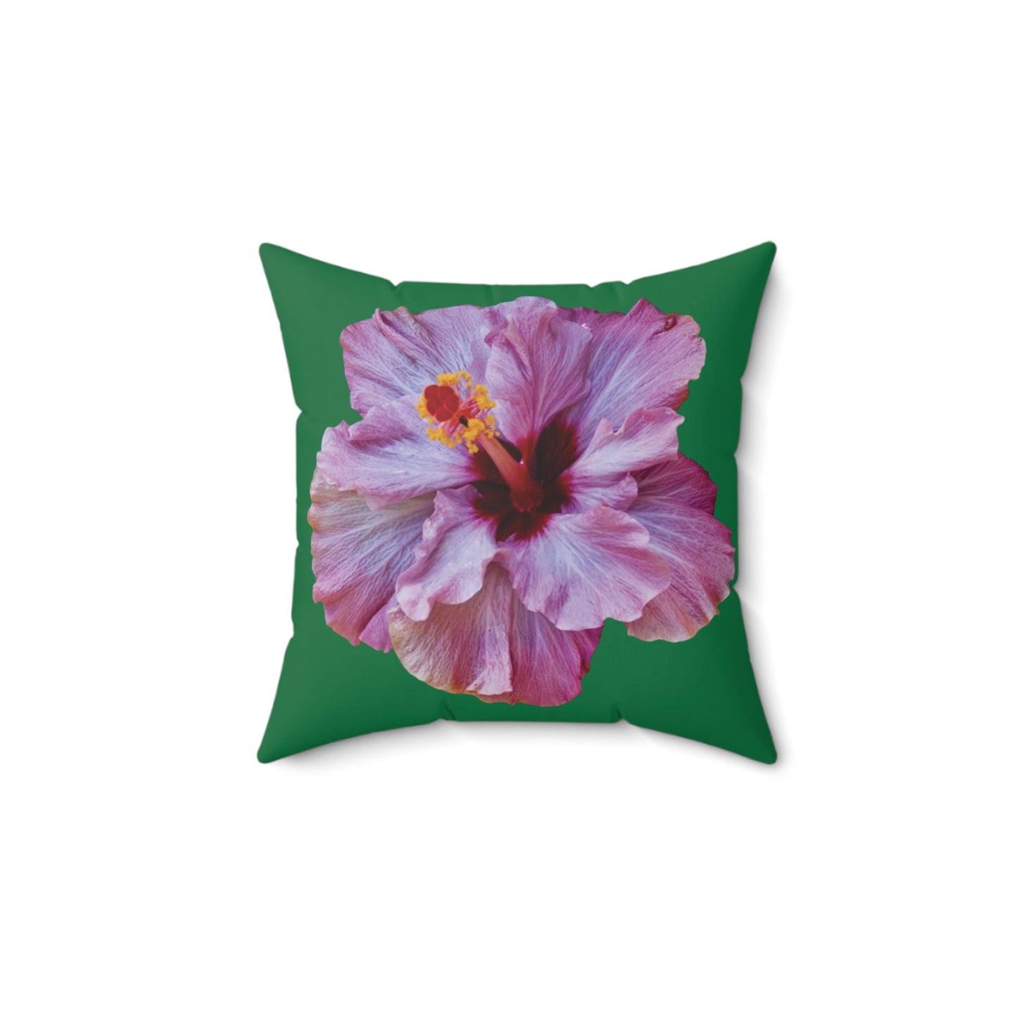 Decorative Pillow - Accent Cushion, 4 Sizes / Photo Purple Hibiscus, Dark Green