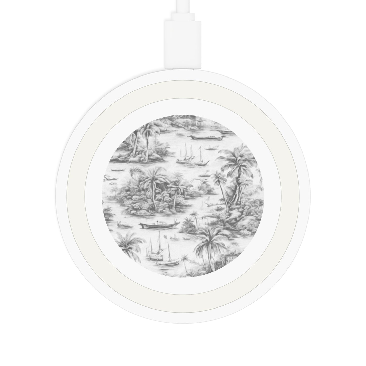 Quake Wireless Charging Pad - Tropical Toile #1, Soft Black