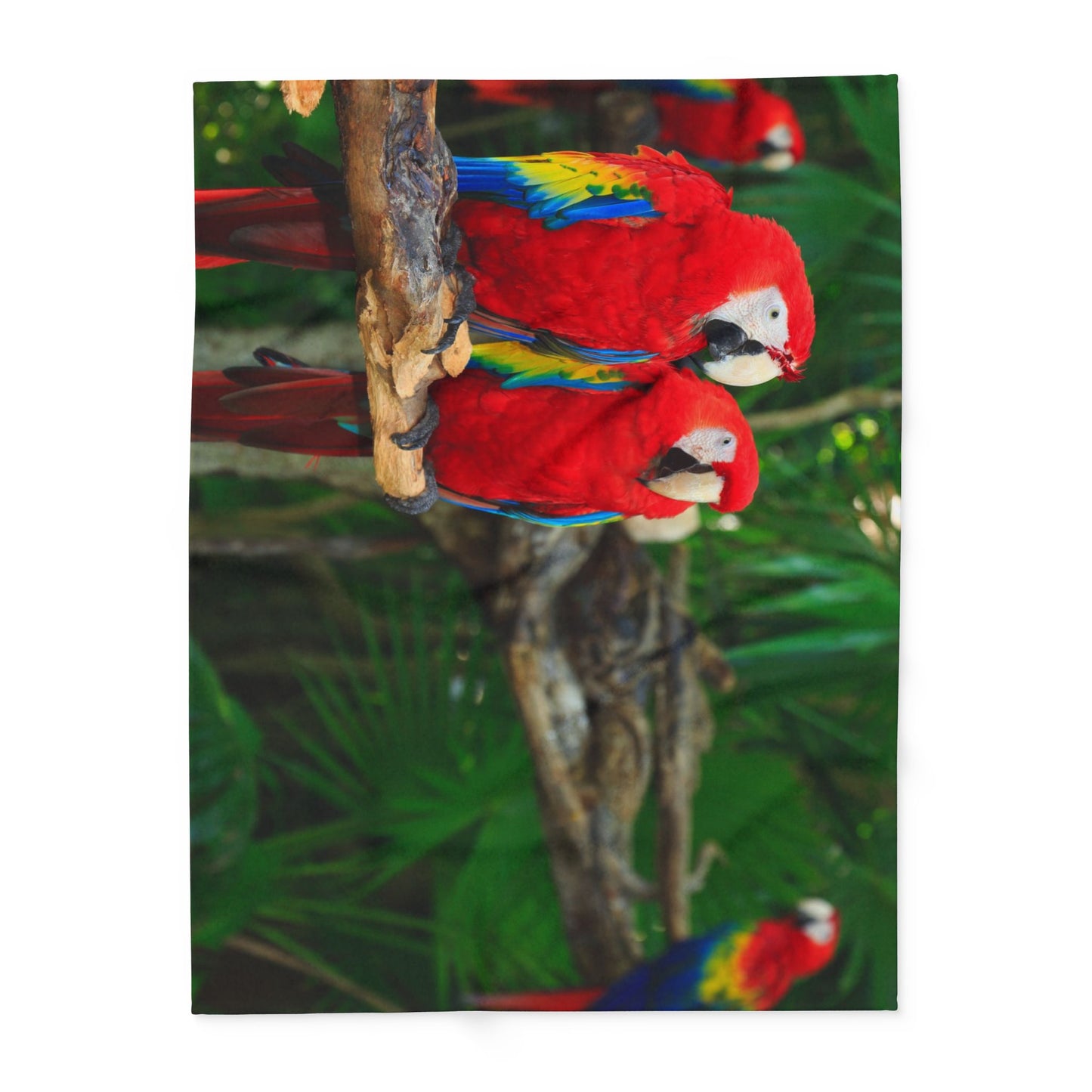 Gossip Parrots in Rainforest Fleece Blanket - Colorful Tropical Design