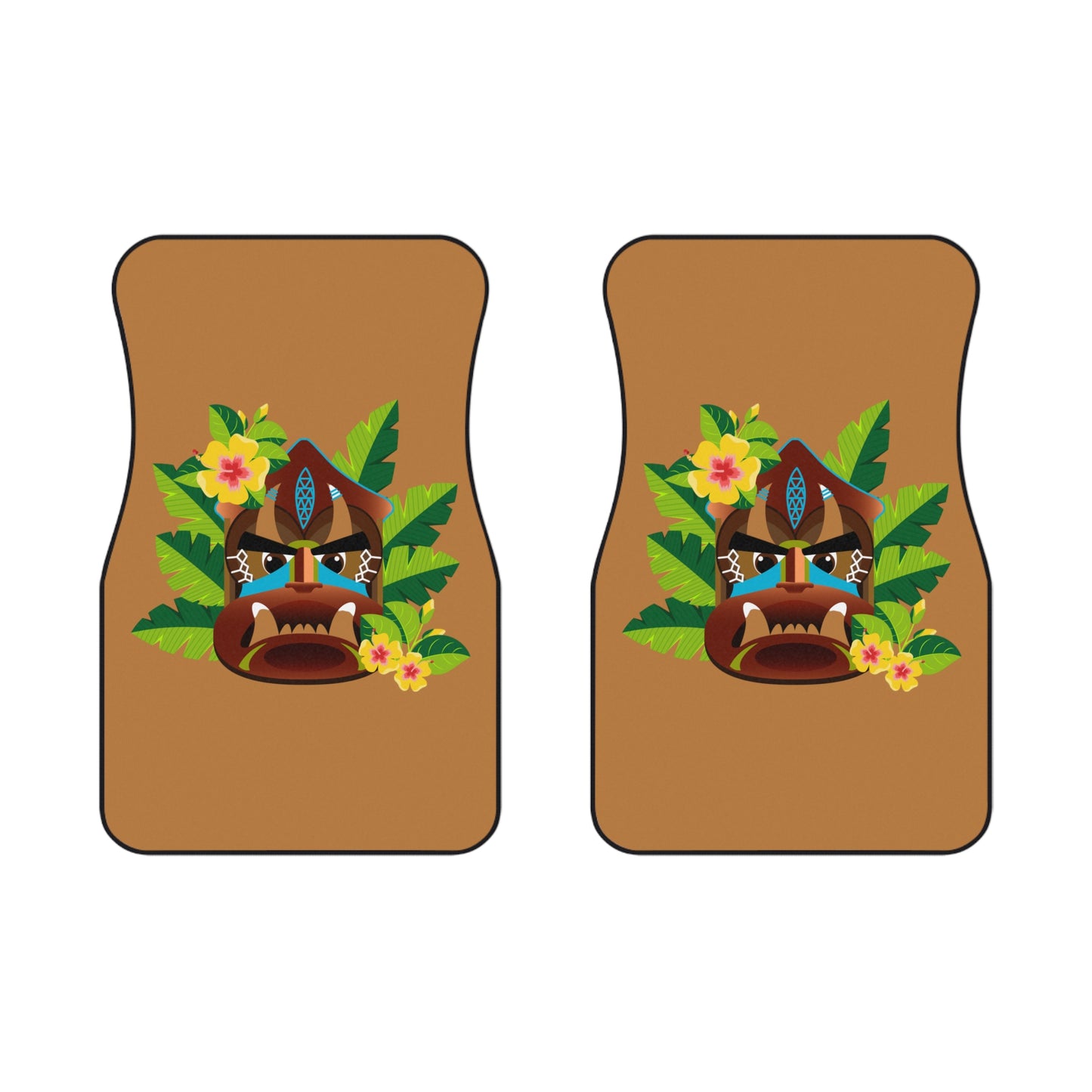 Tropical Tiki Boss Kimo Car Floor Mats - SET of 2, light brown