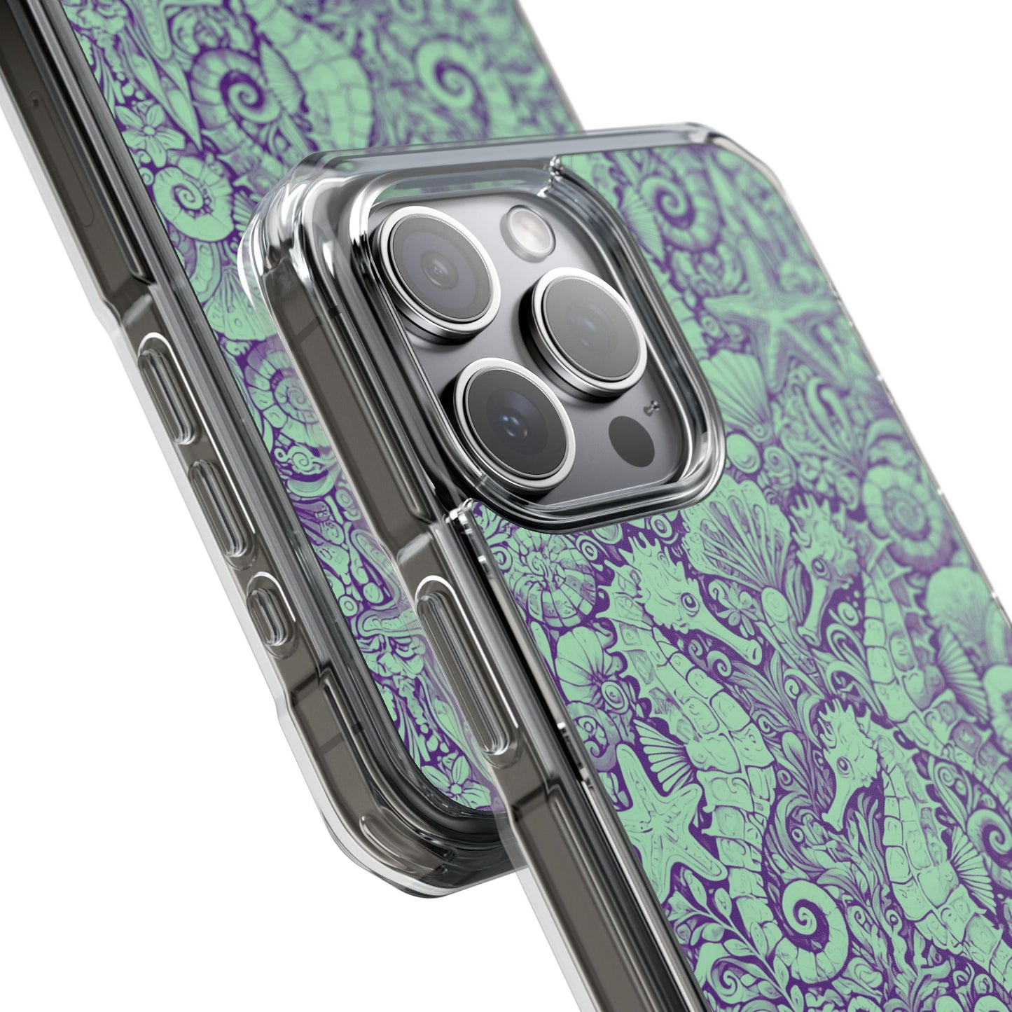 Seahorses/Minty Magnetic Clear Phone Case, Many Models