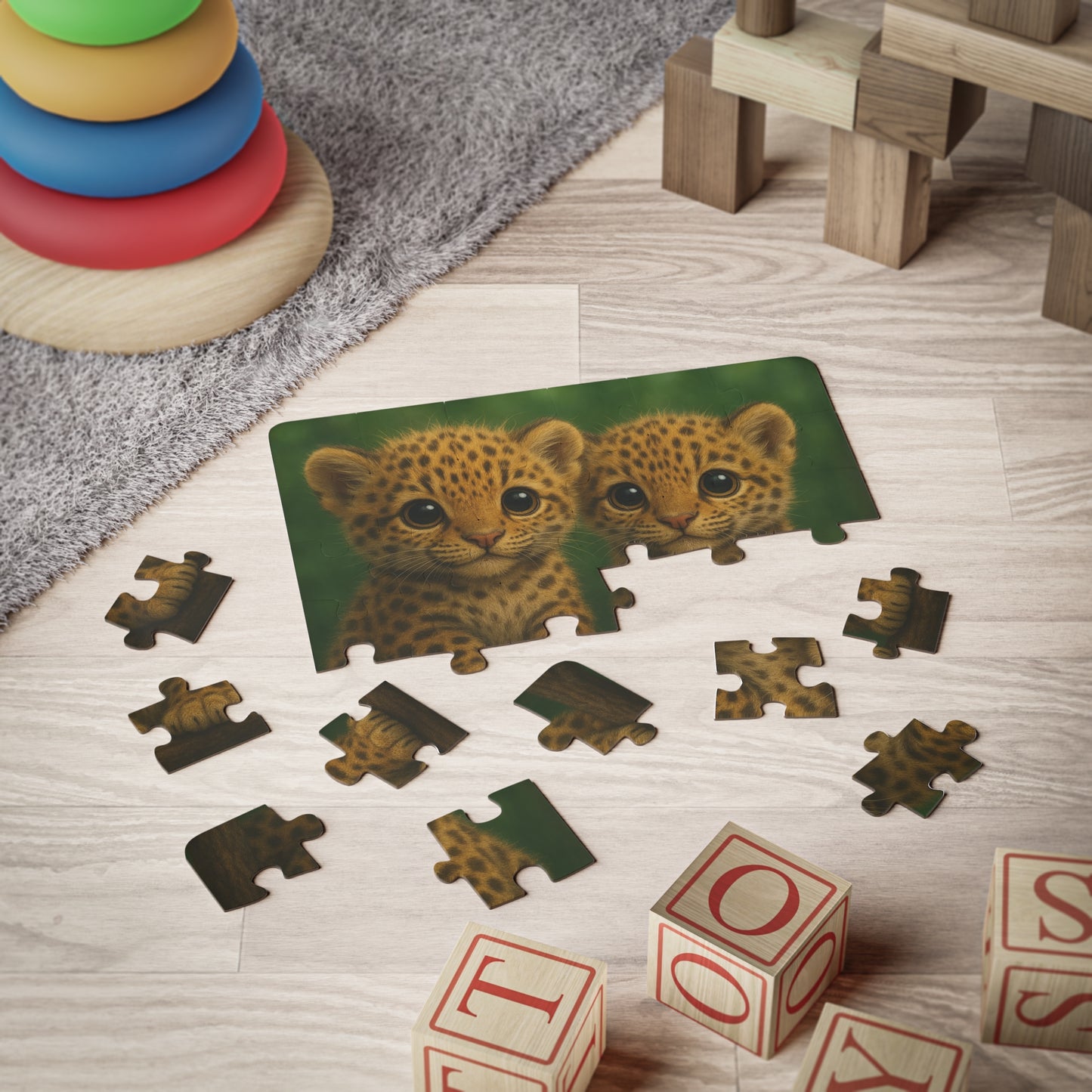 Tropical Kids' Puzzle - 30-Piece Puzzle for Fun and Learning / Two Baby Jaguars