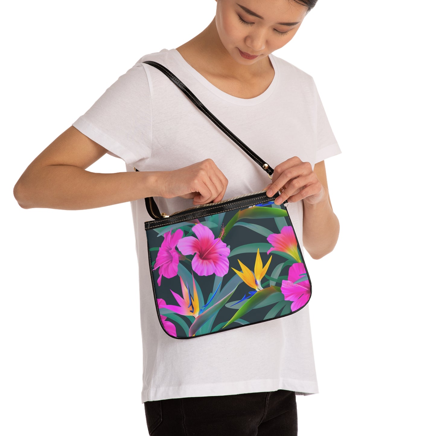 Tropical Floral Small Shoulder Bag | Stylish Crossbody Purse / Tropical Delights