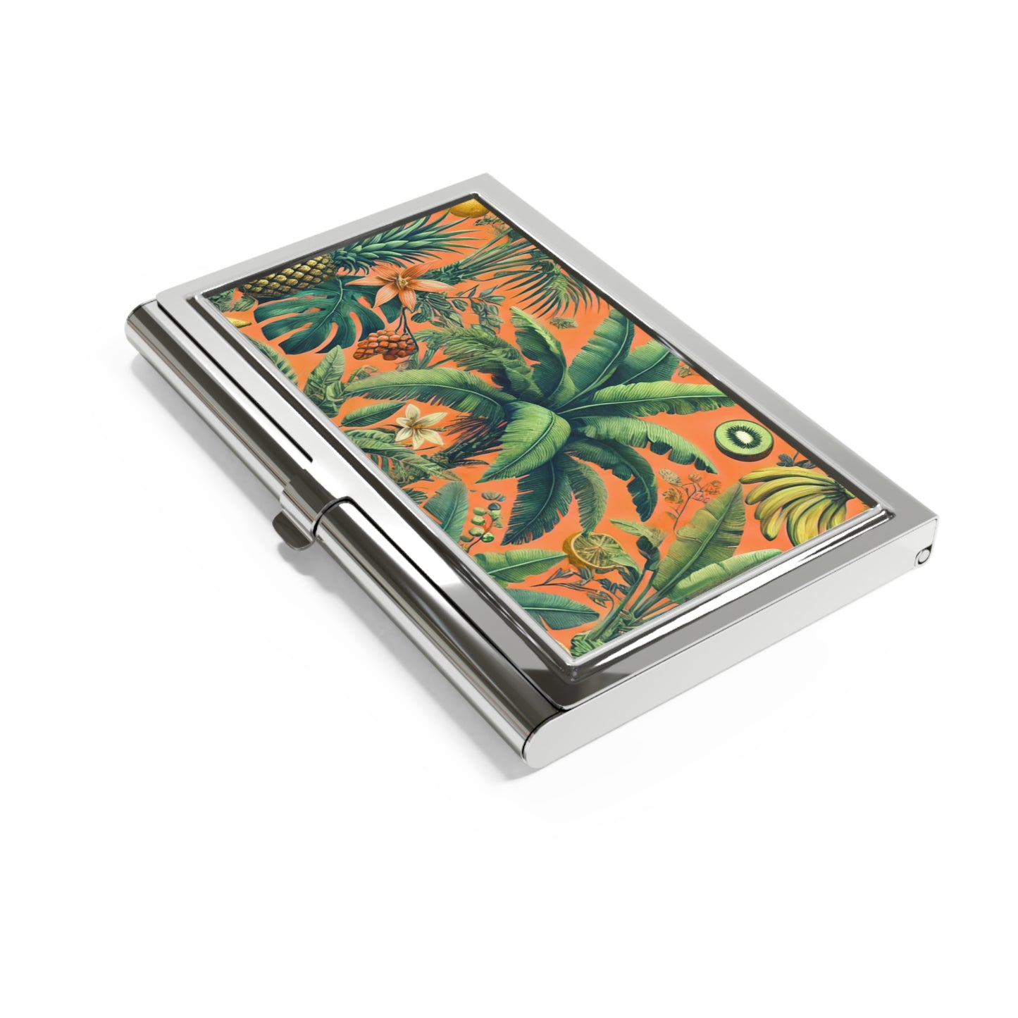 Business Card Holder/Case - Palms and Tropical Fruit, Orange