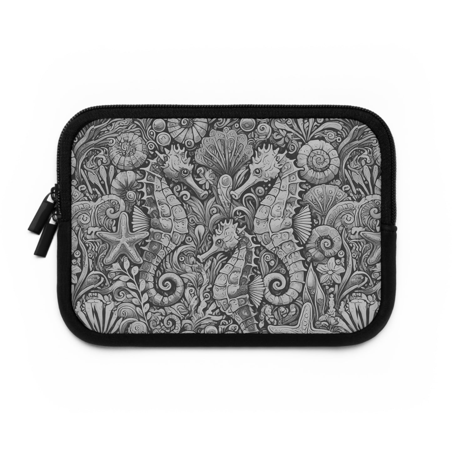 Tropical Laptop Sleeve, 5 Sizes - Perfect for Beach Lovers & Students / Seahorses, Noir