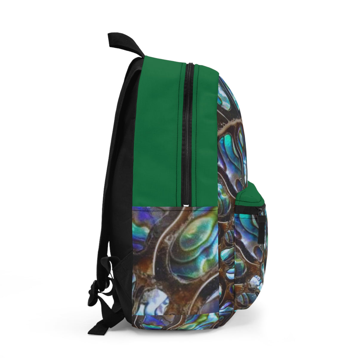 Tropical Backpack  / Ammonite and Abalone, Dark Green