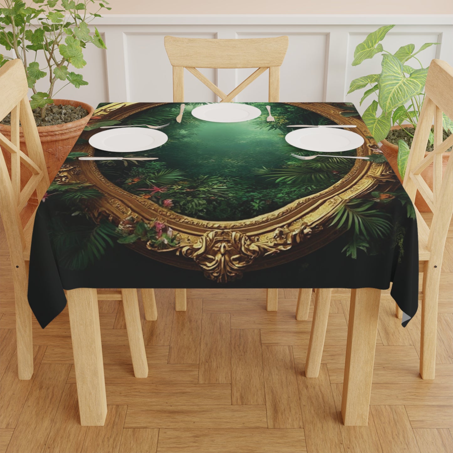 Golden Portal to Paradise Tablecloth, 55" x 55"