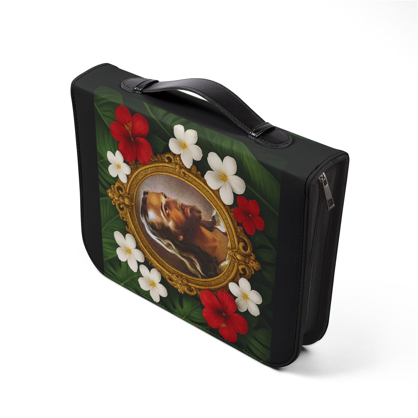 Tropical Jesus Bible Cover, Black / Floral Bible Cover Protector, Church Accessories