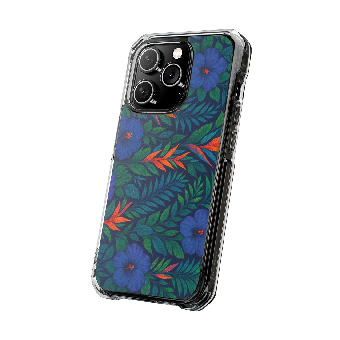 Midnight Flower Navy Magnetic Clear Phone Case, Many Models