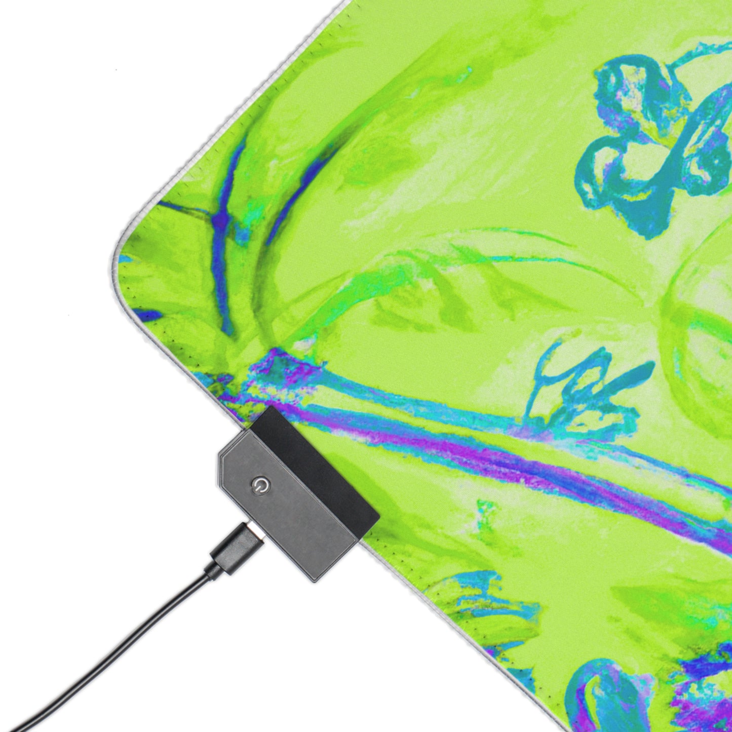 LED Gaming Mouse Pad With Vibrant RGB Lighting, 4 Sizes / Tropical Doodles, Lime