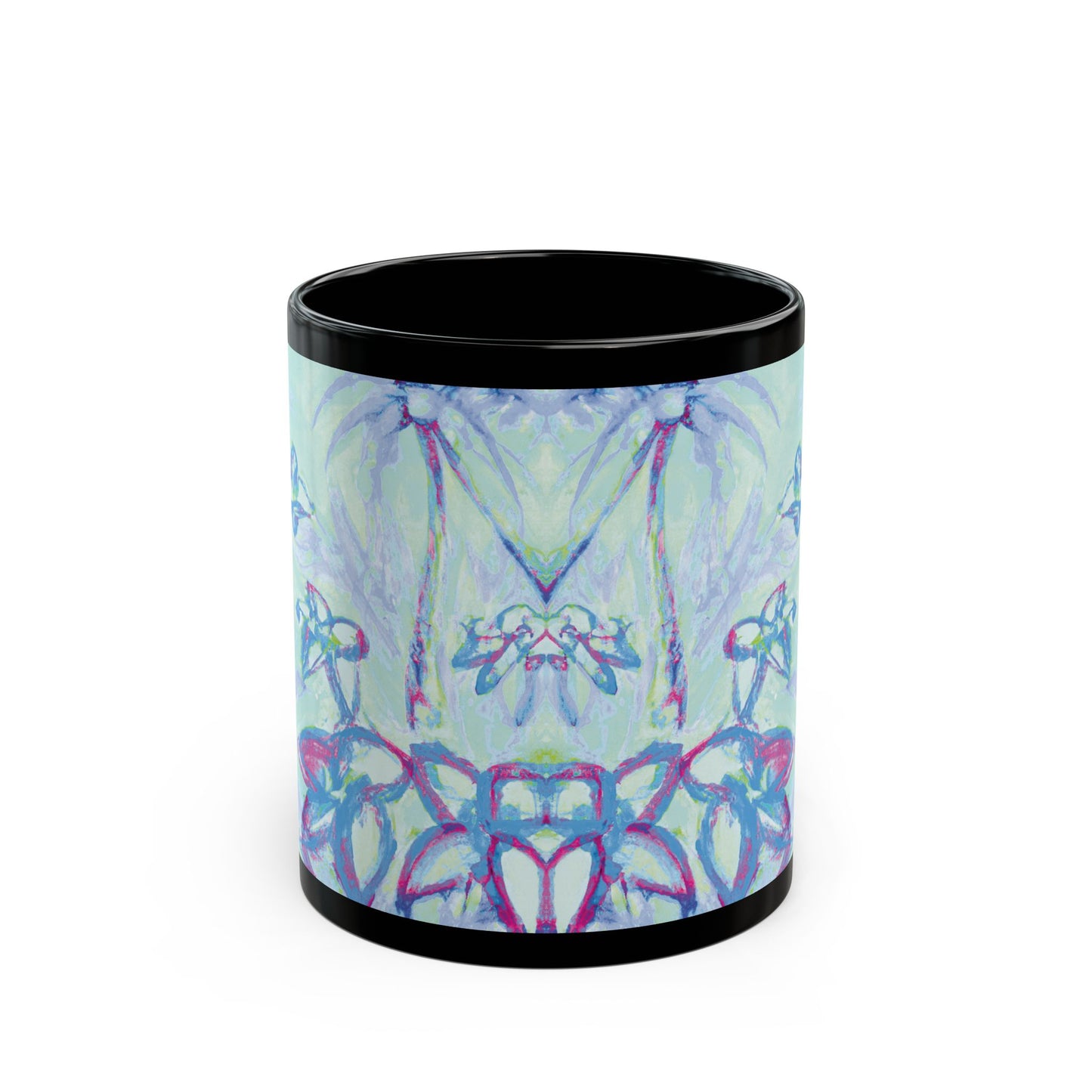 Black Coffee Mug - Tropical Doodles, Blue