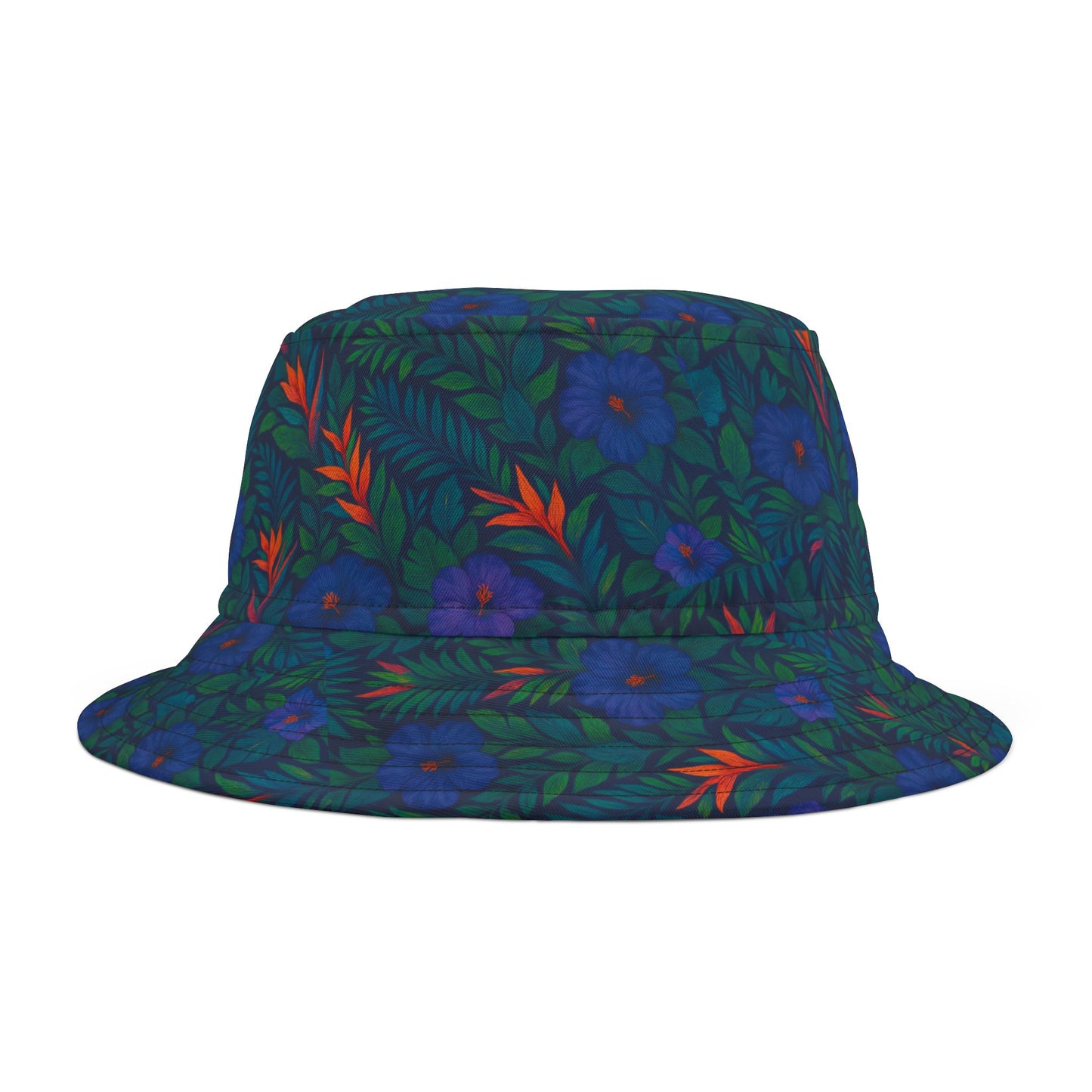 Tropical Polyester Bucket Hat, 2 Sizes - Midnight Flower Navy