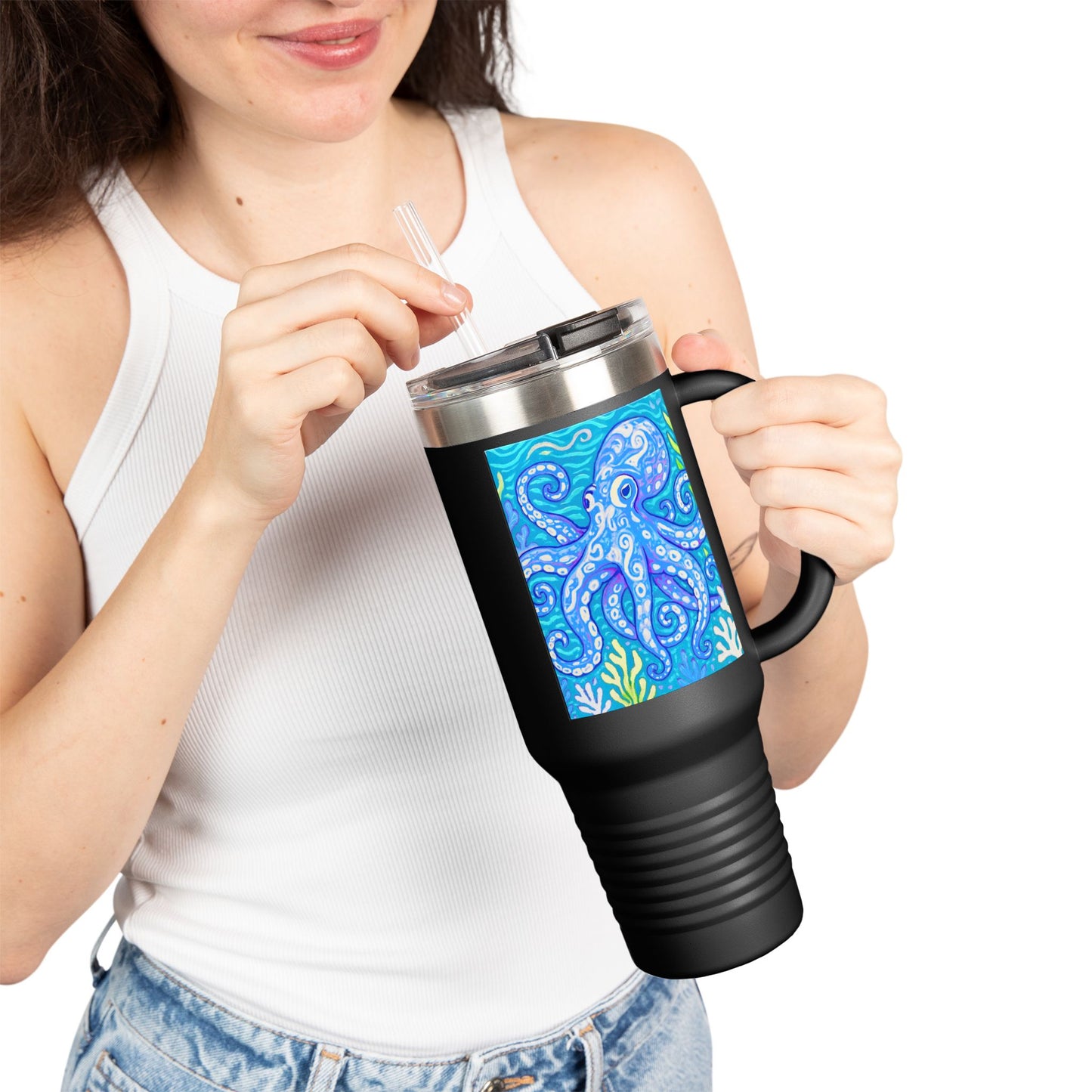 Kraken Joe/Blue Insulated Travel Mug - 40oz - Perfect for Outdoor Adventures