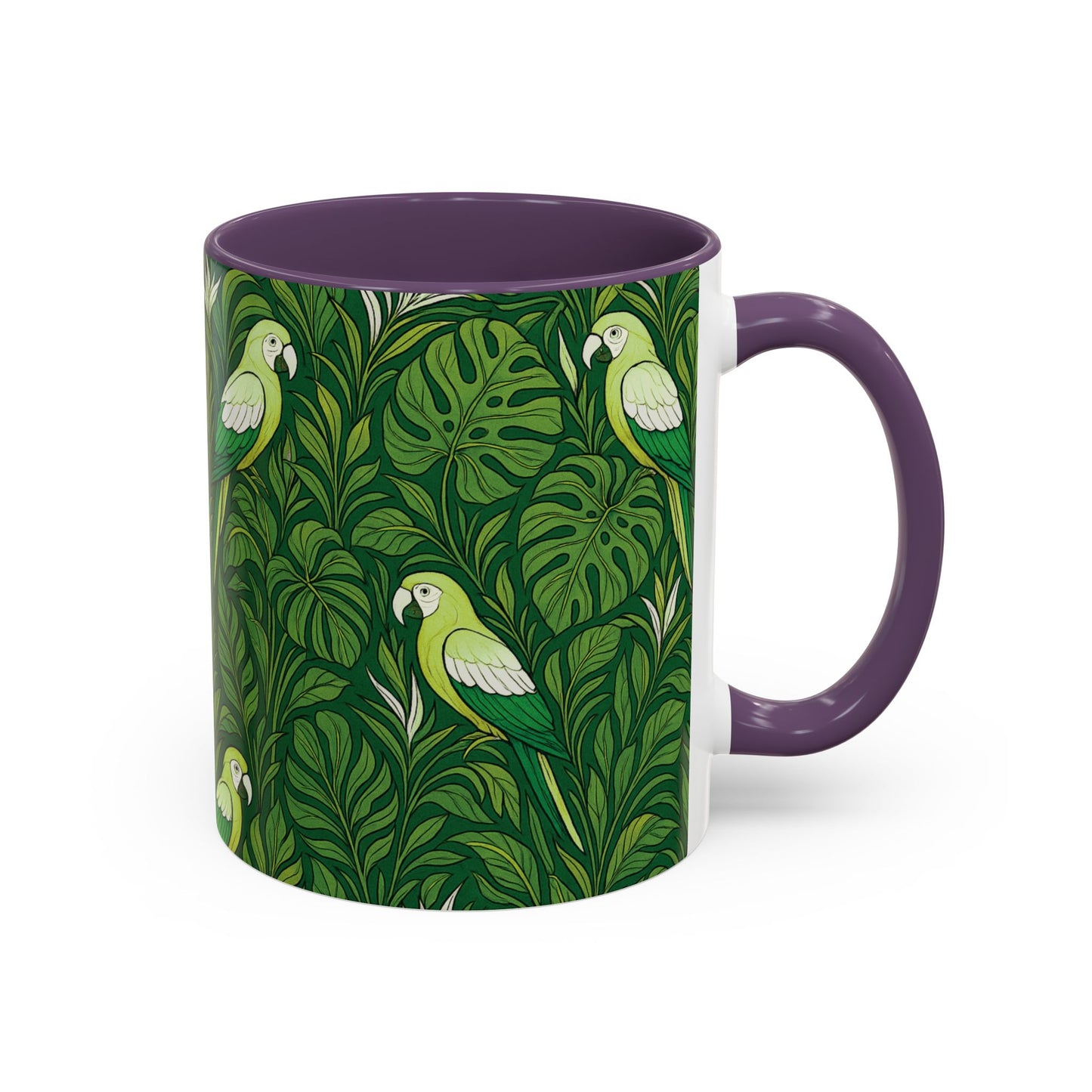 Accent Coffee Mug (11, 15oz), 8 Colors - Parrot Family, Lime