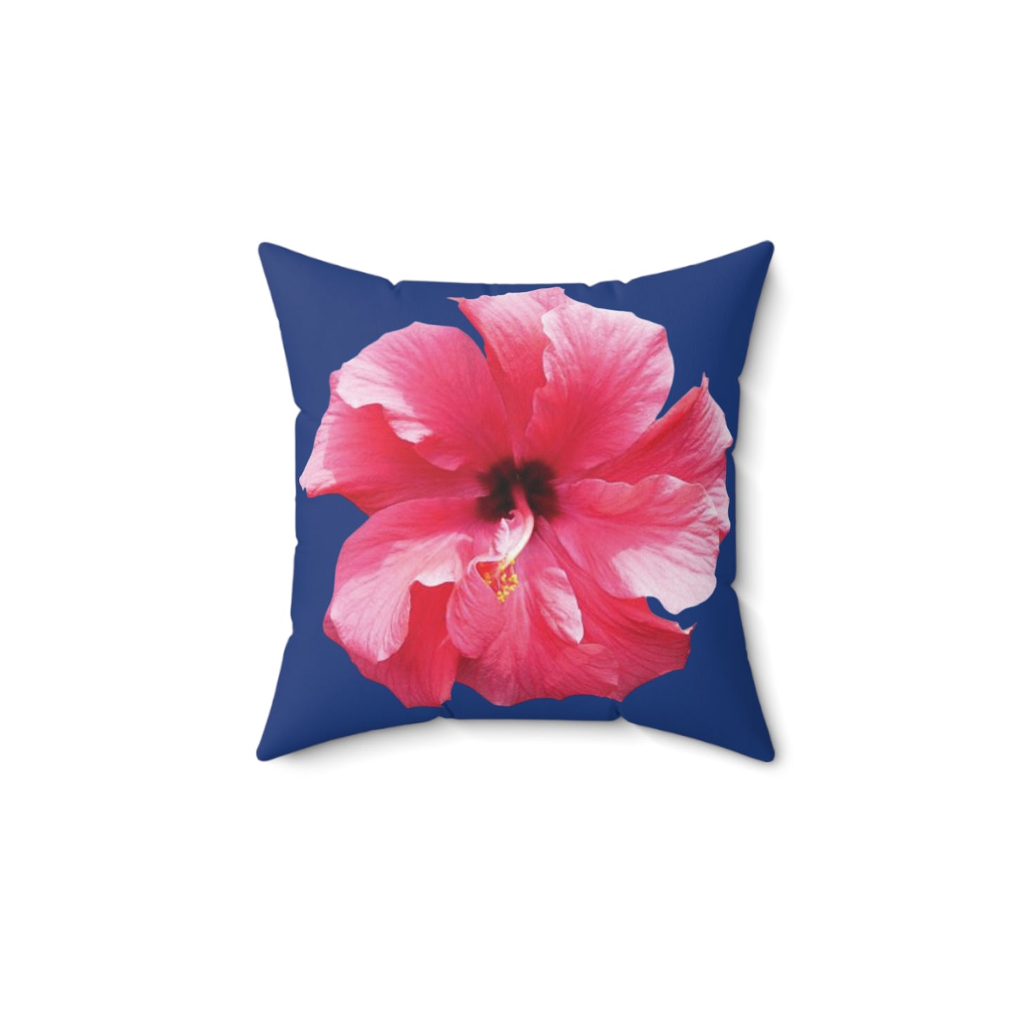 Decorative Pillow - Accent Cushion, 4 Sizes / Photo Pink Hibiscus, Navy Blue