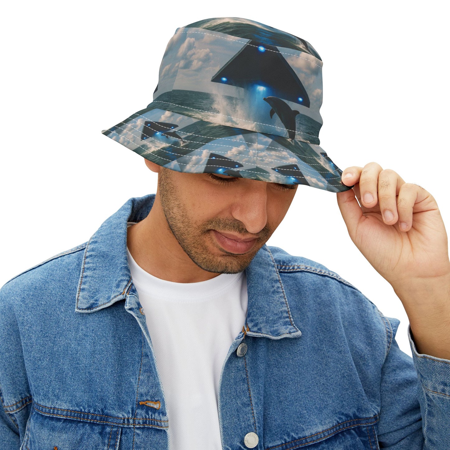 Tropical Polyester Bucket Hat, 2 Sizes - UFO and Dolphin