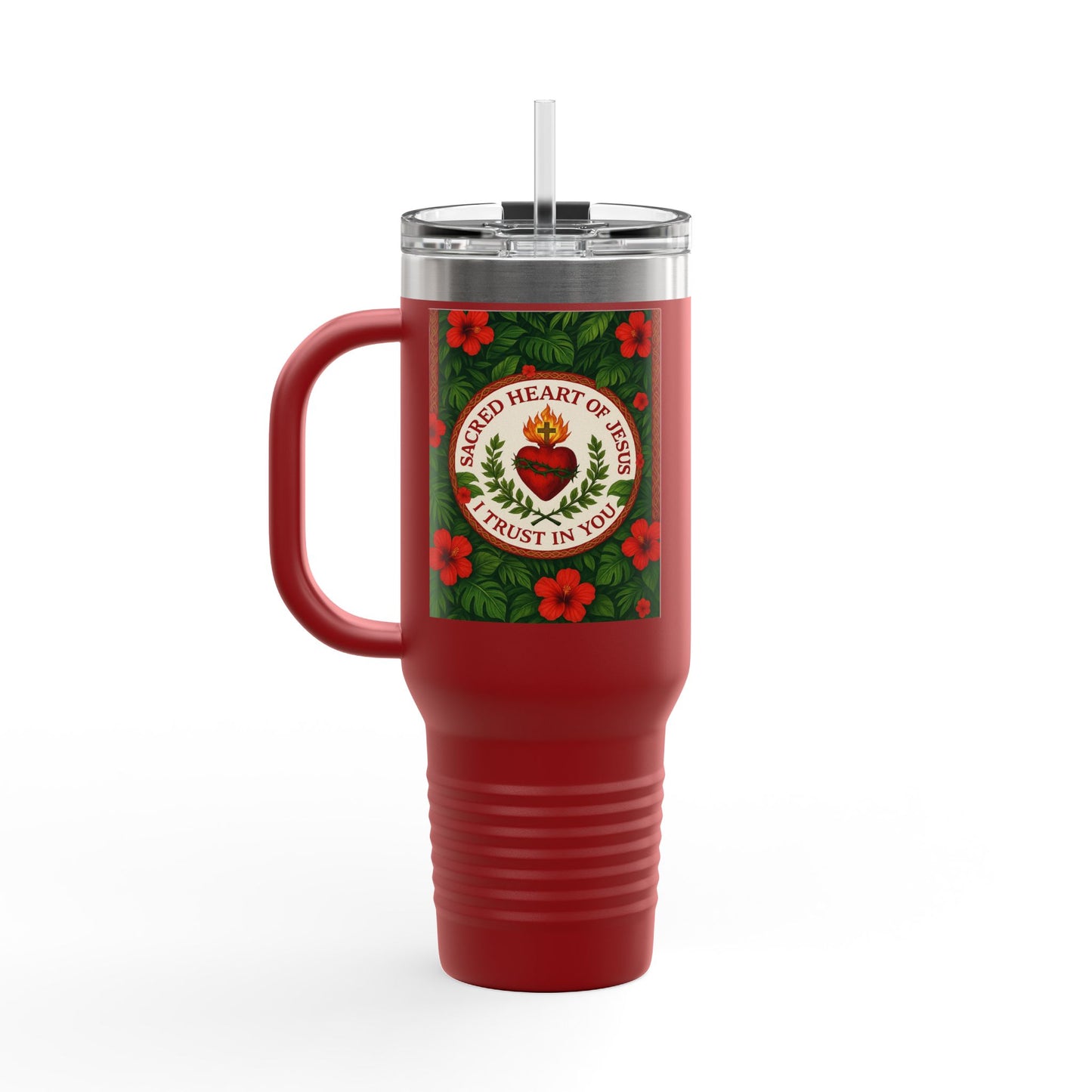 Religious Insulated Travel Mug, 40oz / Sacred Heart of Jesus - Perfect for Outdoor Adventures