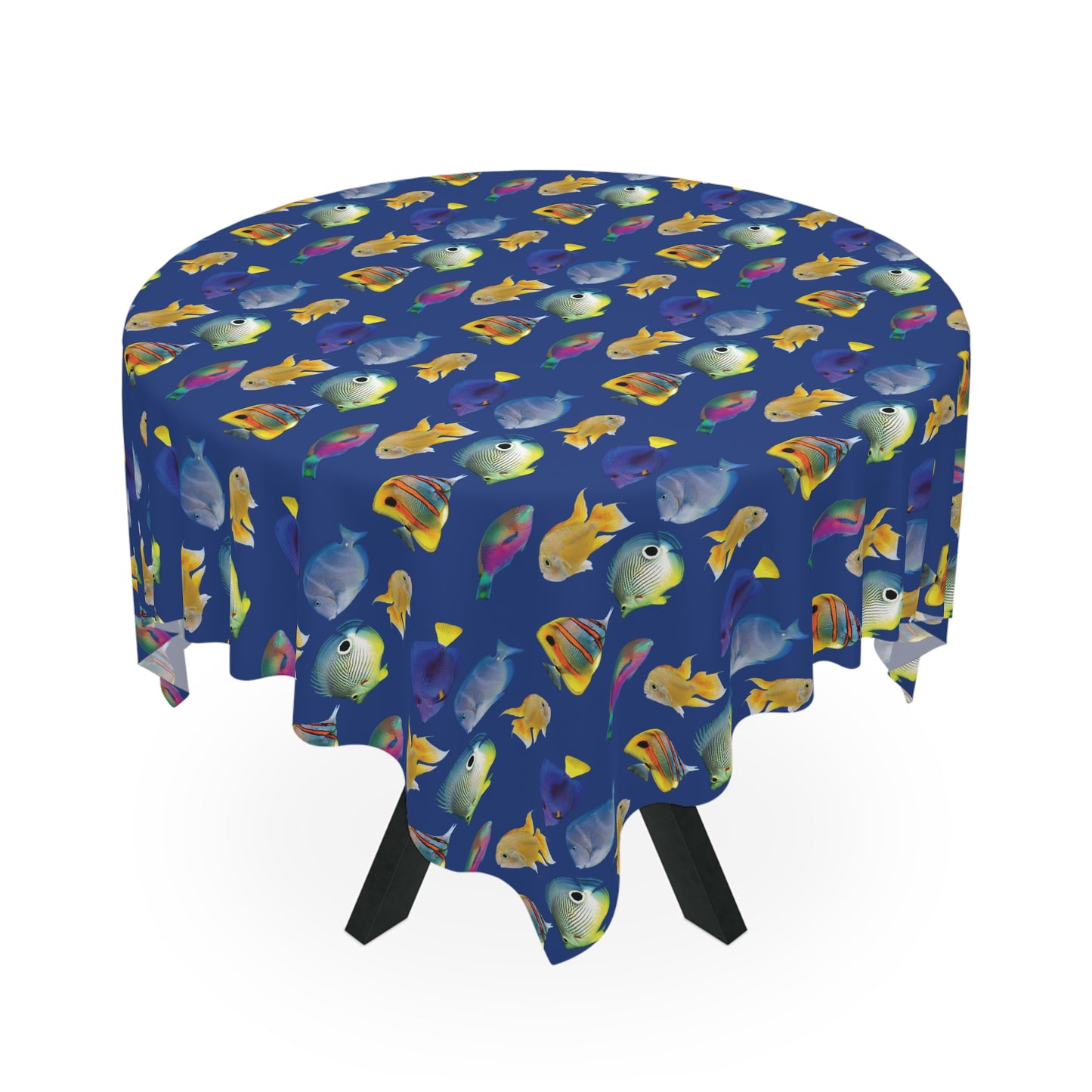 School of Fish/Navy Tablecloth, 55" x 55"