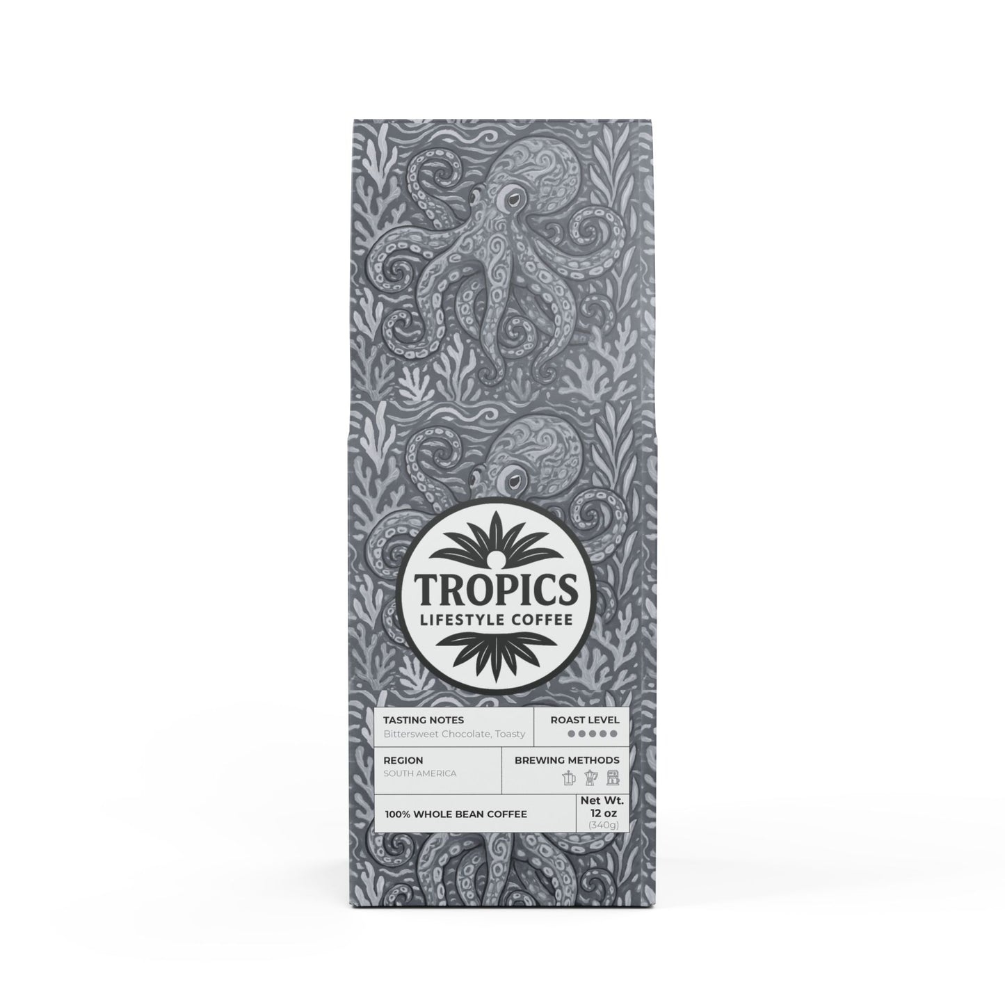 Black Coral Blend™ (Dark French Roast) Specialty Grade Craft Coffee / Octopus Kraken Joe, Noir