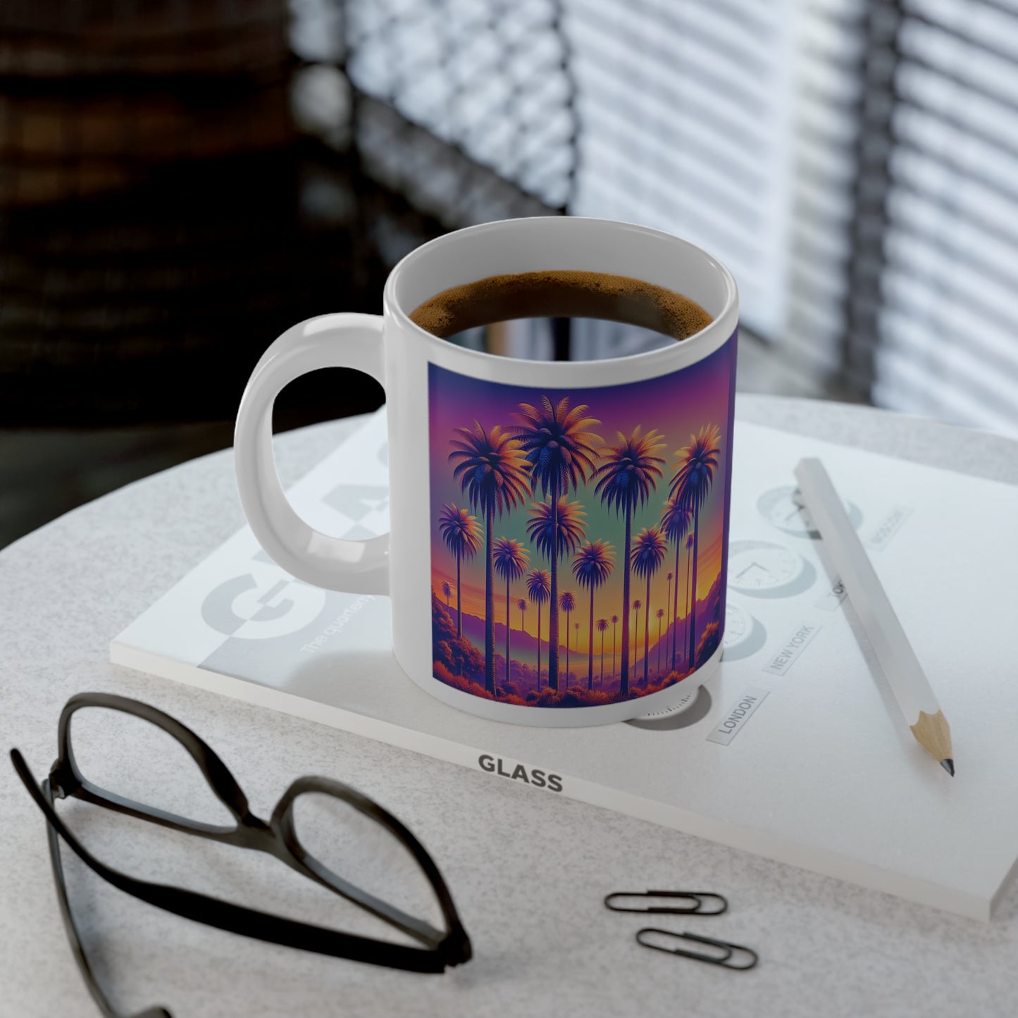 Jumbo Mug, 20oz, Sunset Palms | Tropical Coffee Cup