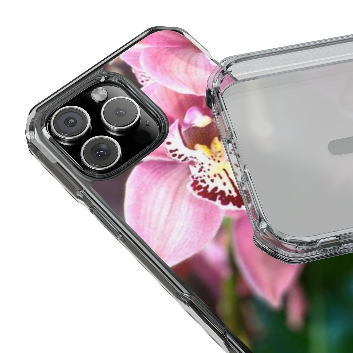 Pink Orchid/Photo Magnetic Clear Phone Case, Many Models