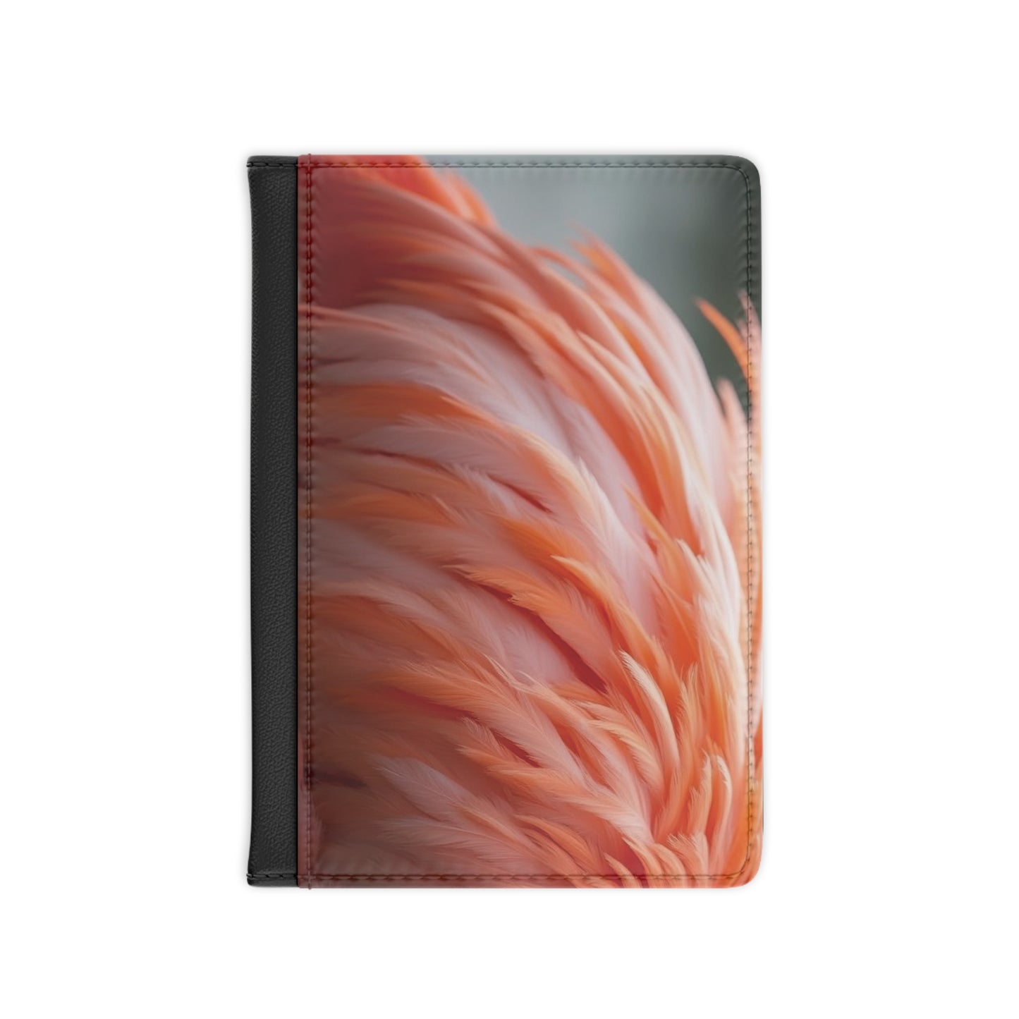 Tropical Passport Cover, Faux Leather - RFID blocking for travel security / Flamingo Feathers