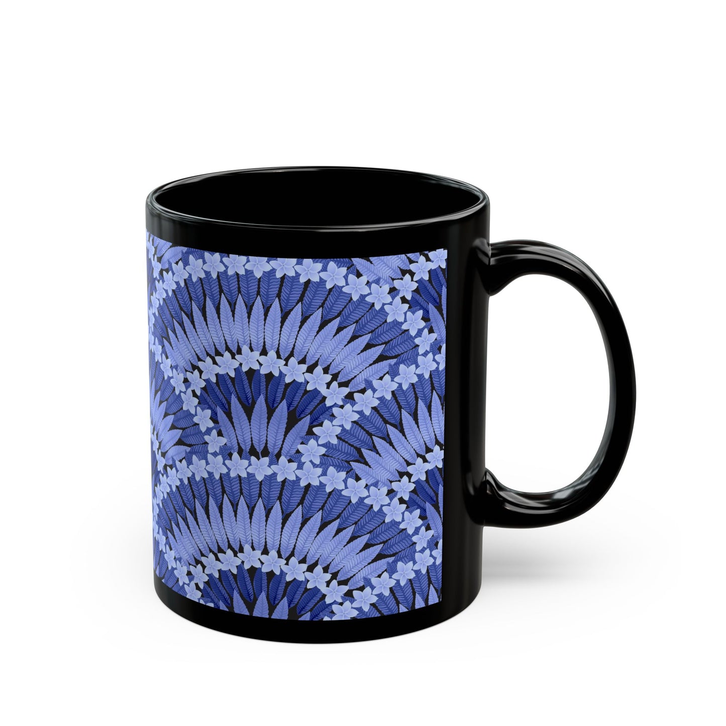 Plumeria and Palms Black Coffee Mug