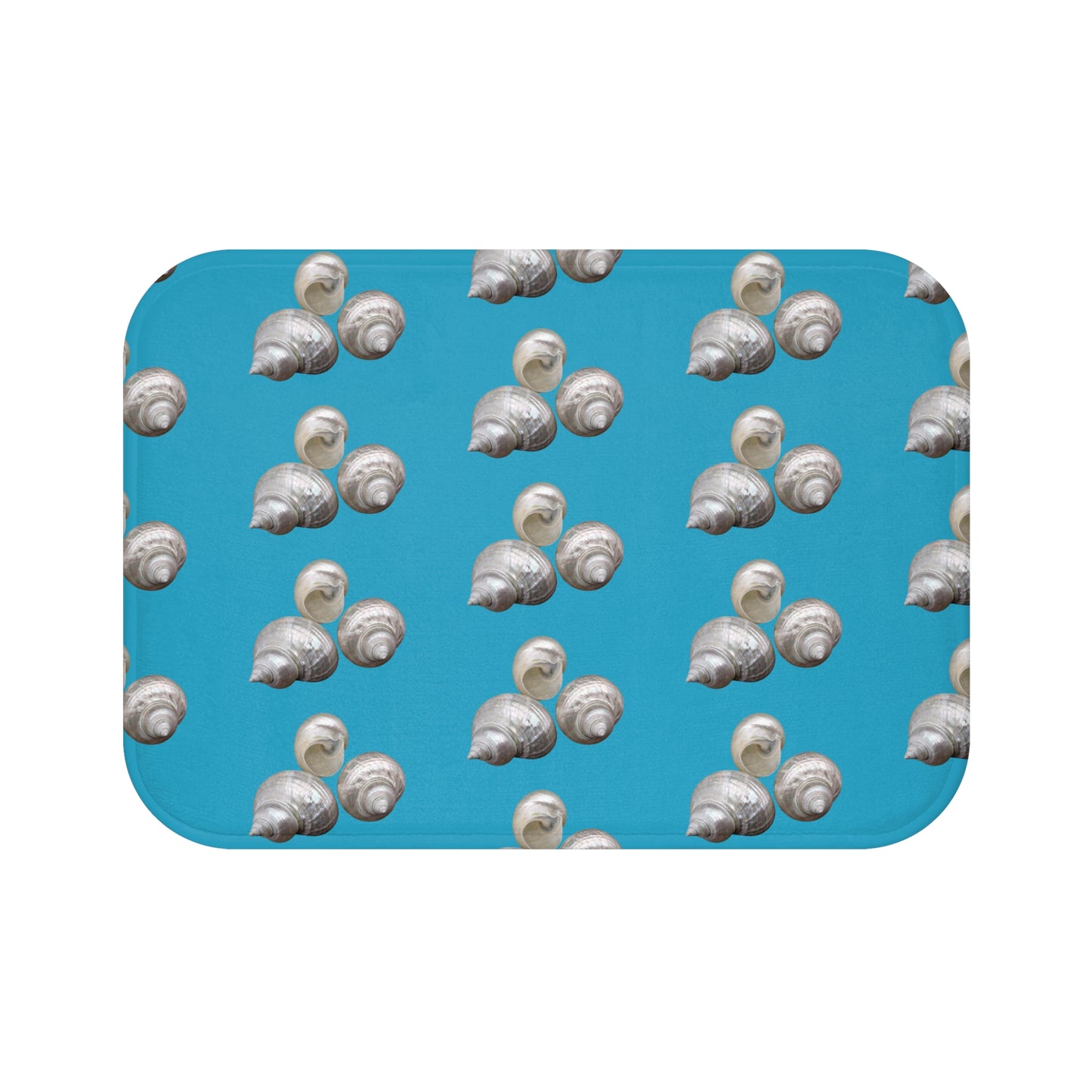 White Nautilus Shell/Turquoise Bath Mat, 2 Sizes - Tropical Vibes for Home Decor