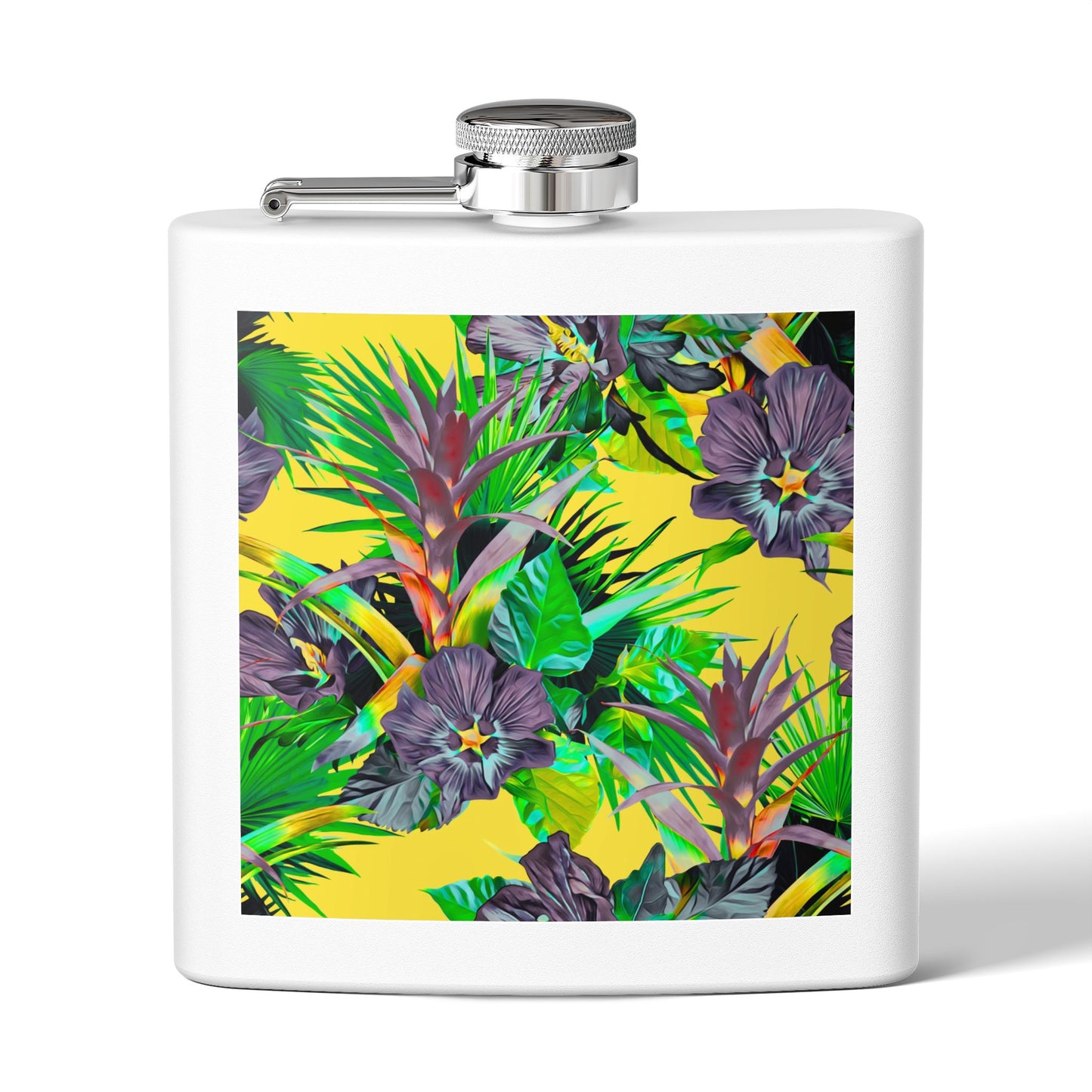 Tropical Stainless Steel 6 oz. Flask, Many Colors  – Plant Palooza Yellow