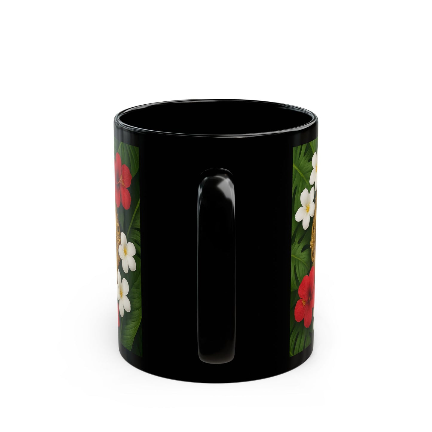 Religious Black Coffee Mug - Virgin of the Lilies