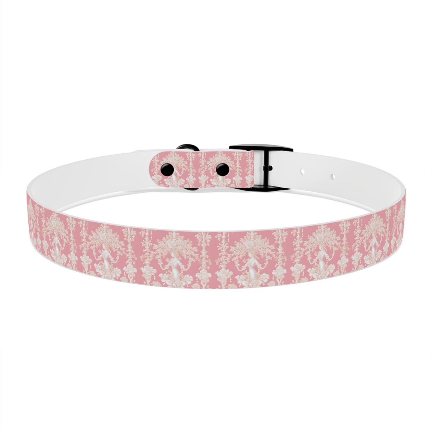 Dog Collar - Pearl Lady Toile, hibiscus pink