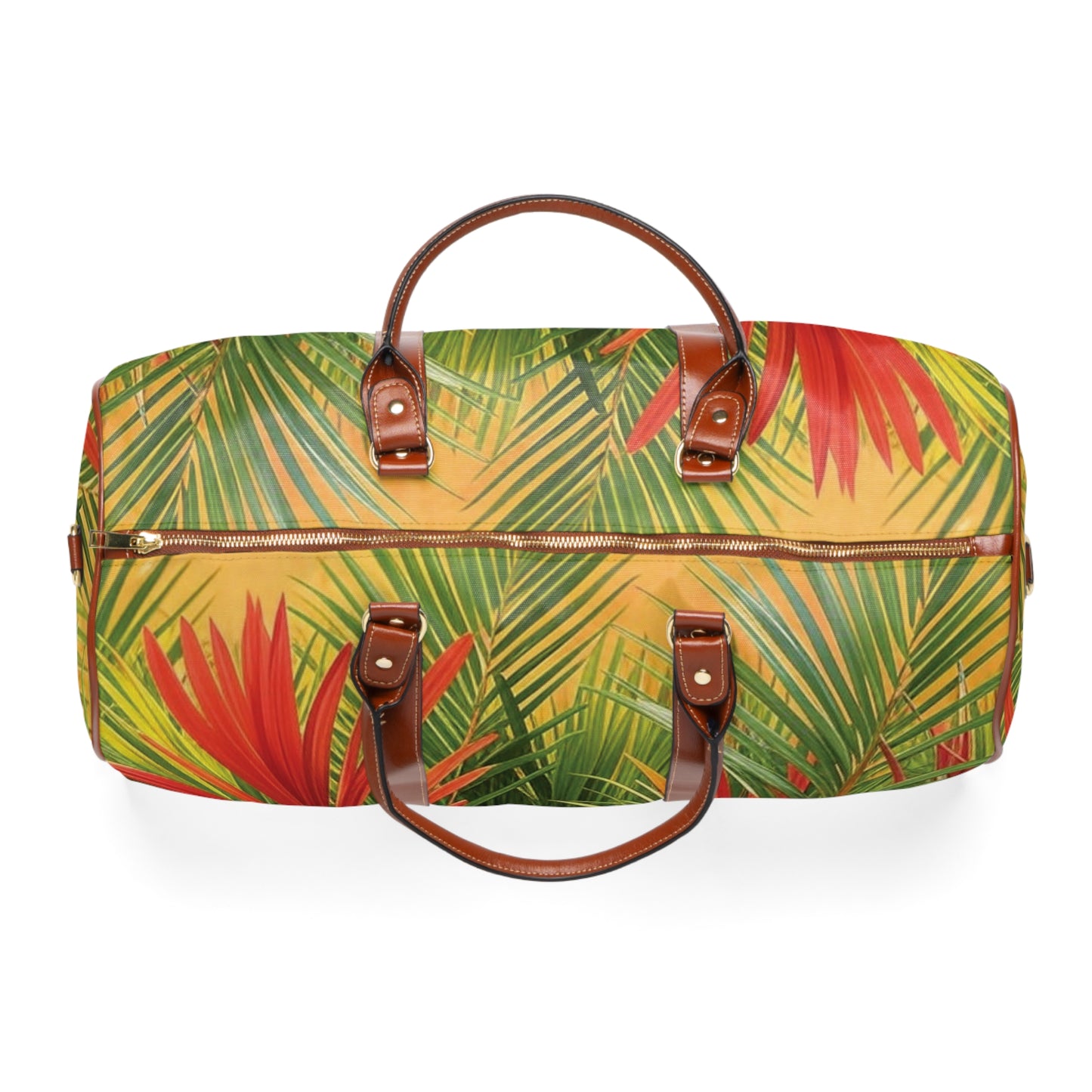 Tropical Waterproof Travel Bag - Perfect for Beach Getaways / Red Flame Palms