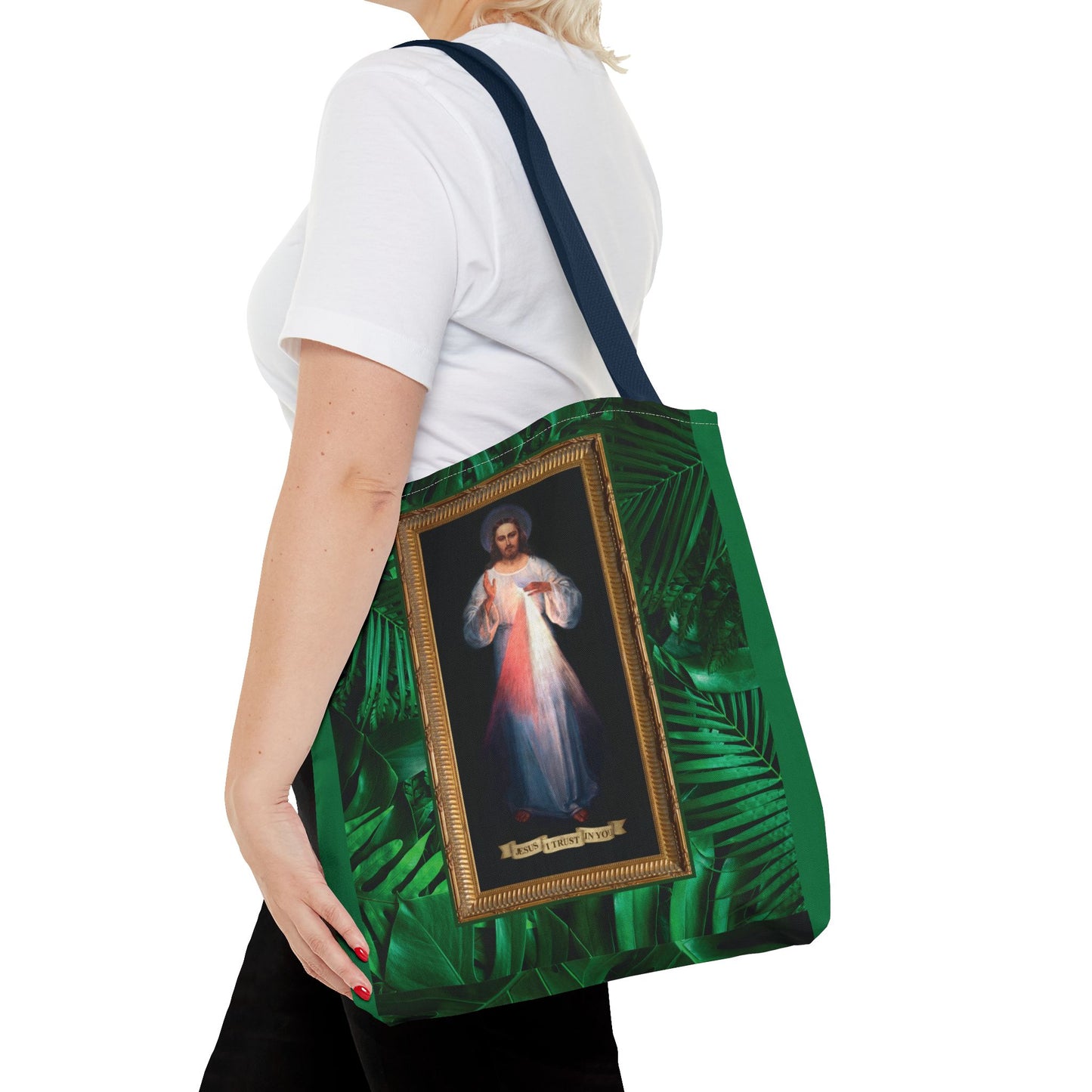 Religious Divine Mercy Tropical Tote Bag - 3 Sizes